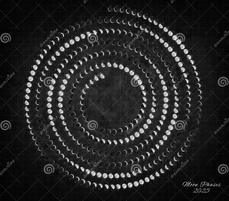 Calendario Lunar 2025 Fases De La Luna Espiral Foto de archivo Imagen