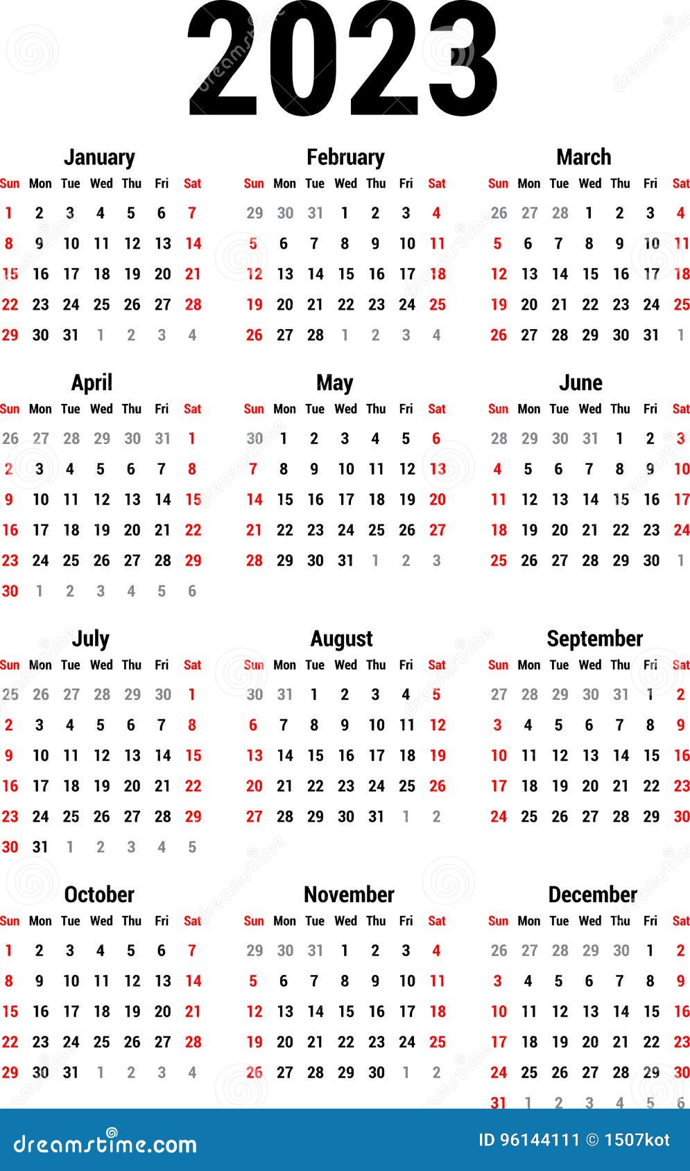 Calendario Para 2023 Ilustración Del Vector Ilustración De Meses