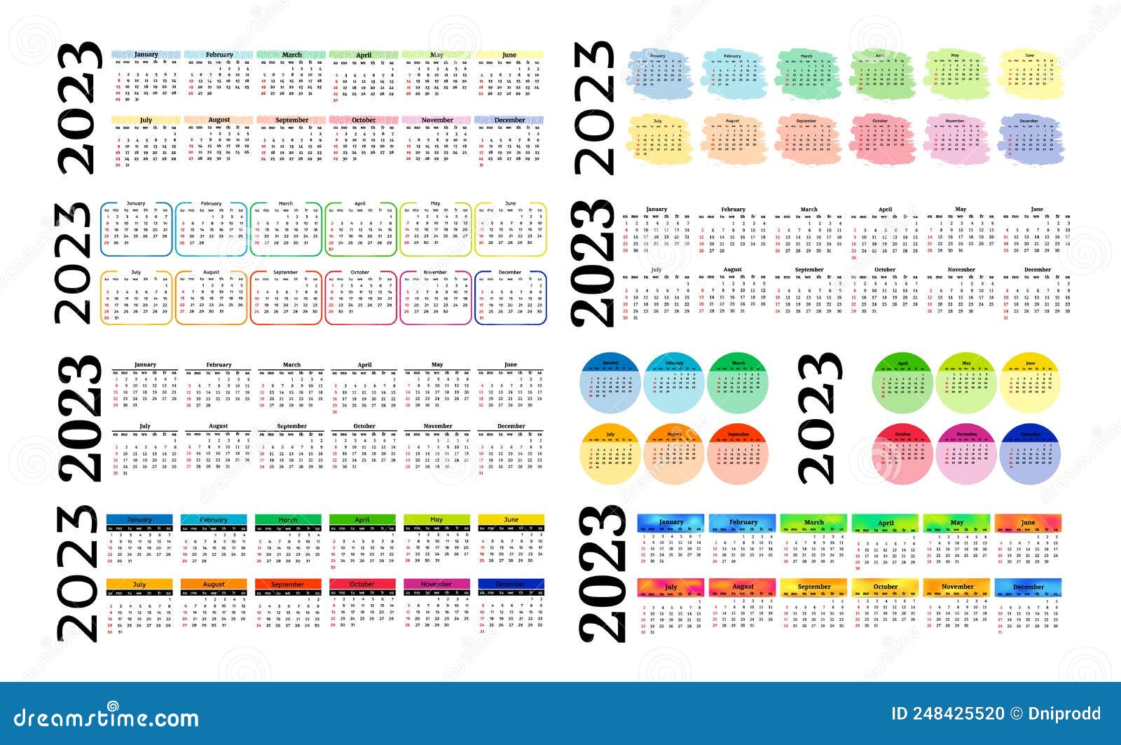 Calendario Para 2023 Aislado En Un Fondo Blanco Ilustración Del Vector