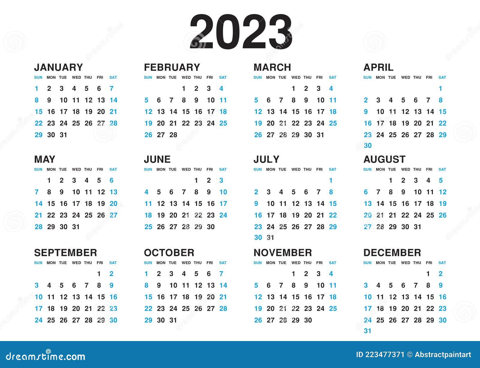 Calendario Del Año 2023 Calendario 2023 Plantilla Vector Simple Diseño Mínimo Planificador 2023 Año  Calendario De Pared 2023 Año Ilustración del Vector - Ilustración de lunes,  diciembre: 223477371