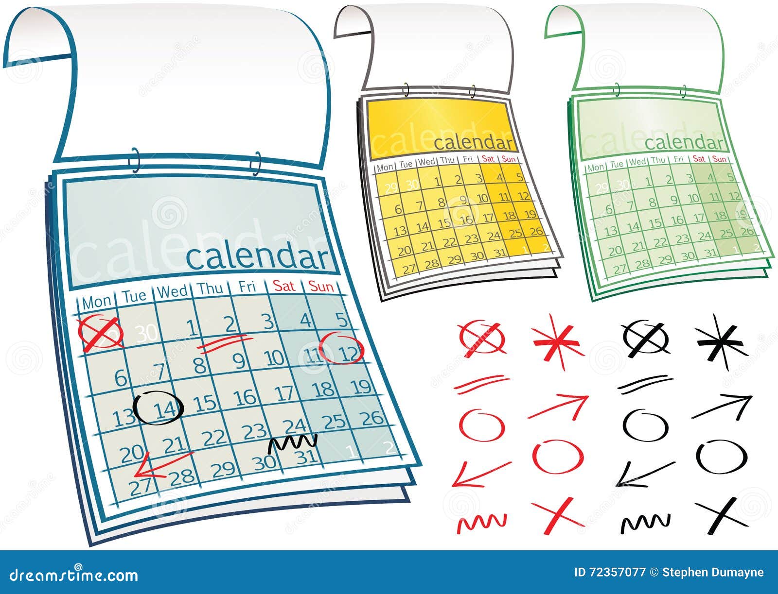 Calendars stock vector. Illustration of lined, memorandum 72357077