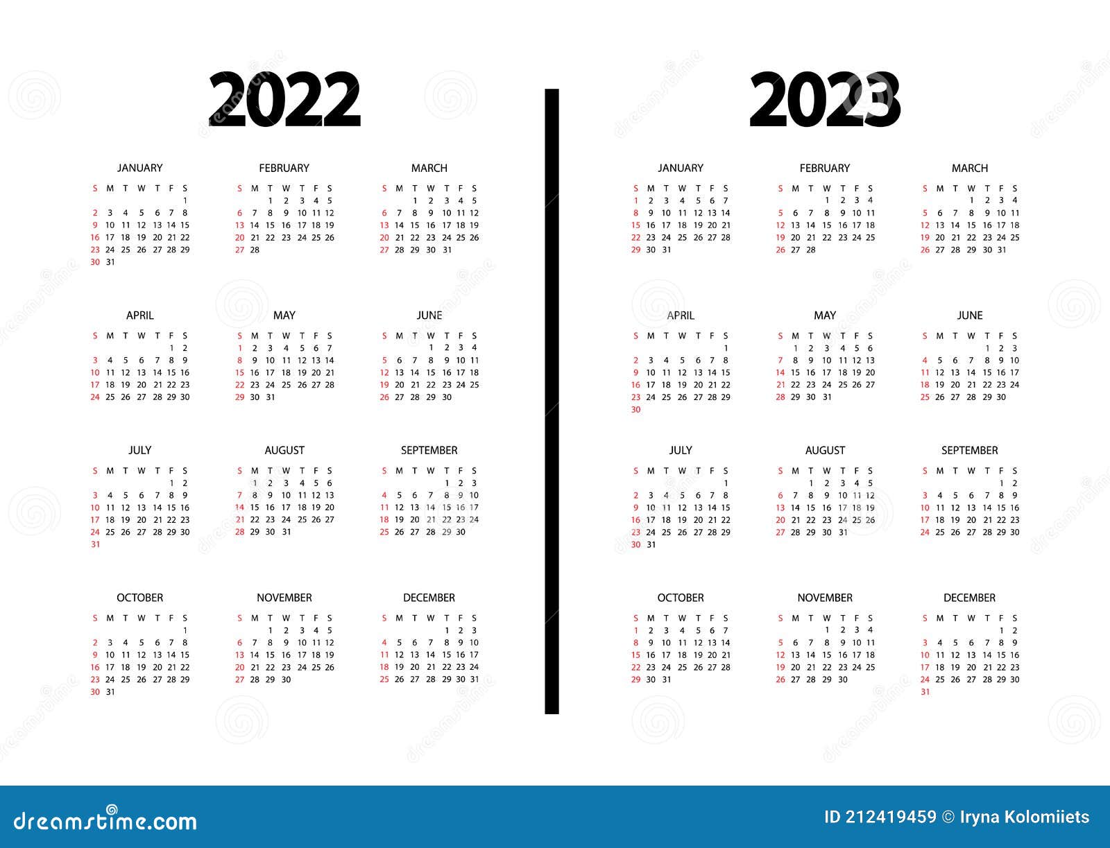 Calendrier 2022 À 2023 Ans. La Semaine Commence Le Dimanche. Modèle Annuel Calendar. Calendrier Anglais Annuel. Organisateur Annue Illustration De Vecteur - Illustration Du Conception, Avril: 212419459