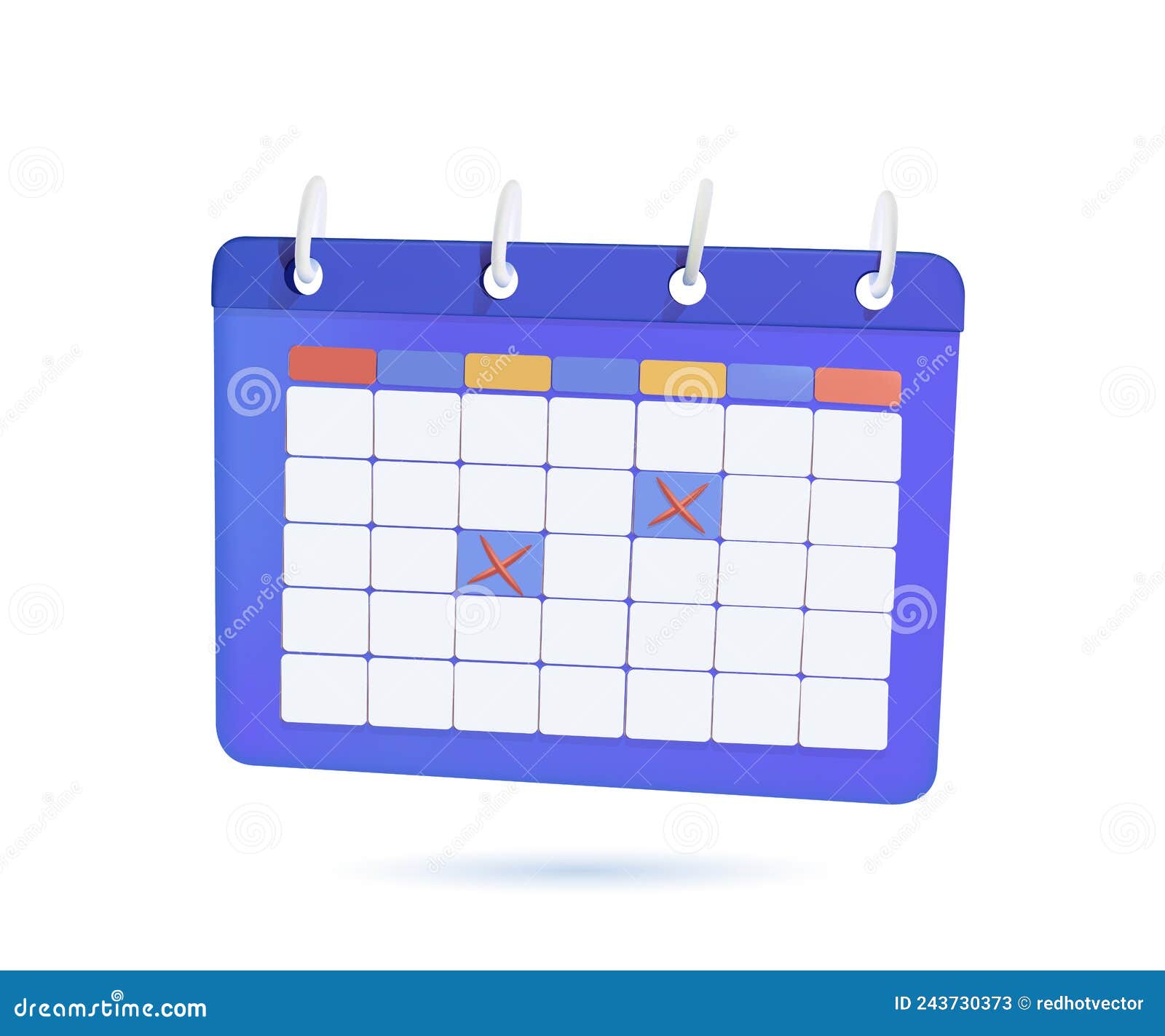 Calendrier Avec Anneaux Et Date Marquée. Concept De Planification De  Gestion Du Temps Icône Vectorielle 3d. Dessin Animé Style Min Illustration  de Vecteur - Illustration du calandrez, illustration: 243730373