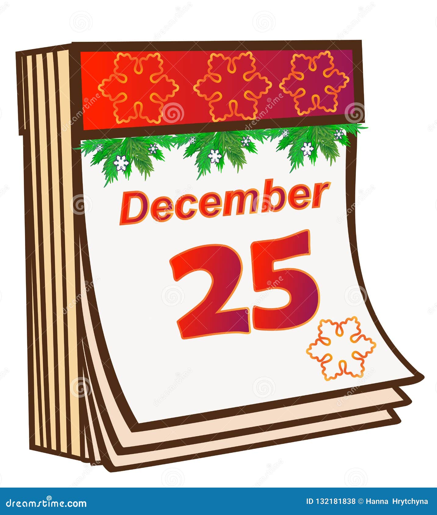 Calendrier Détachable De Noël Sur Le Calendrier Du Décor Du 25 Décembre Et  Du Noël Illustration de Vecteur - Illustration du décembre, noël: 132181838
