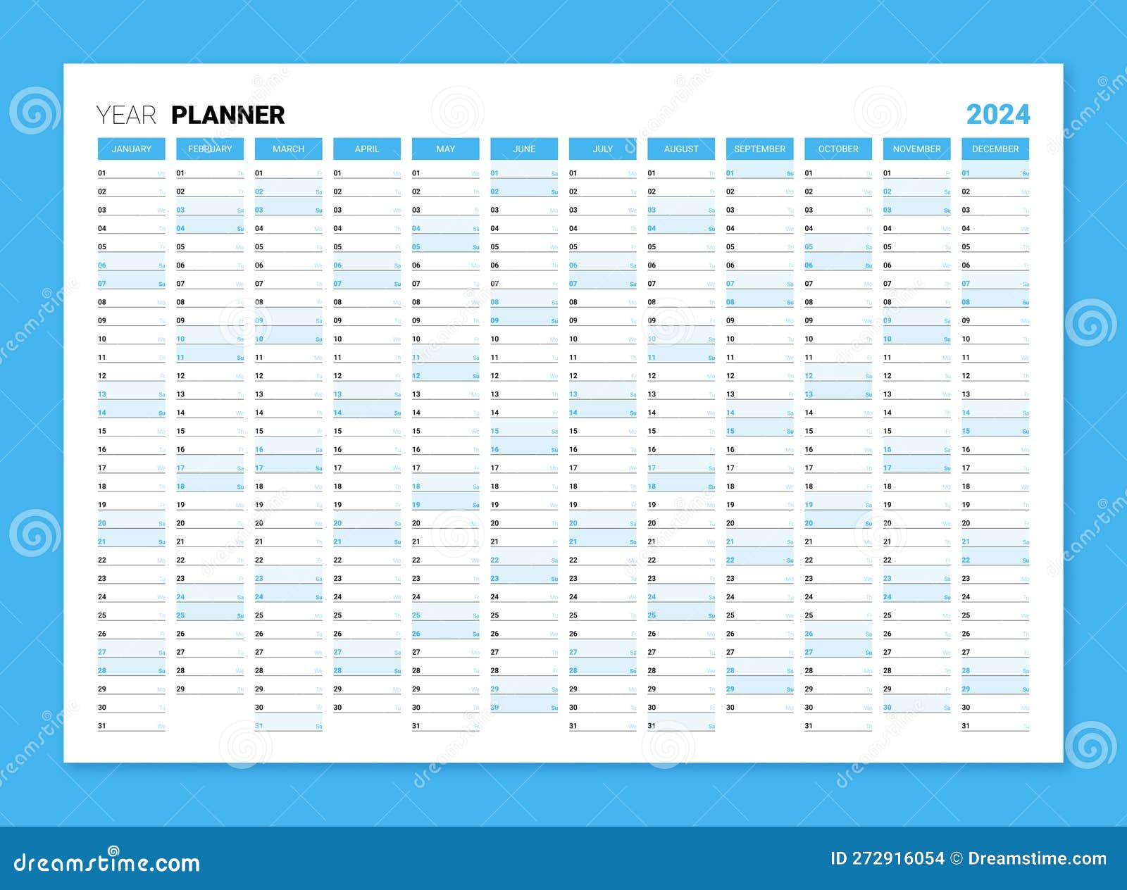 Calendrier mural géant 2024 Planificateur grand mur 2024 Planificateur  annuel Planificateur annuel Planificateur mensuel Agenda 2024 vertical /  bleu -  France