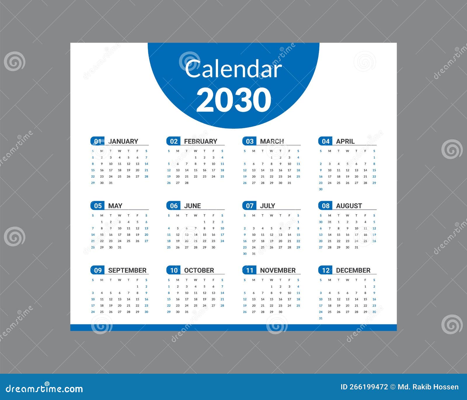 Calendrier 2024 Fichier Vectoriel De Modèle De Mur D'entreprise