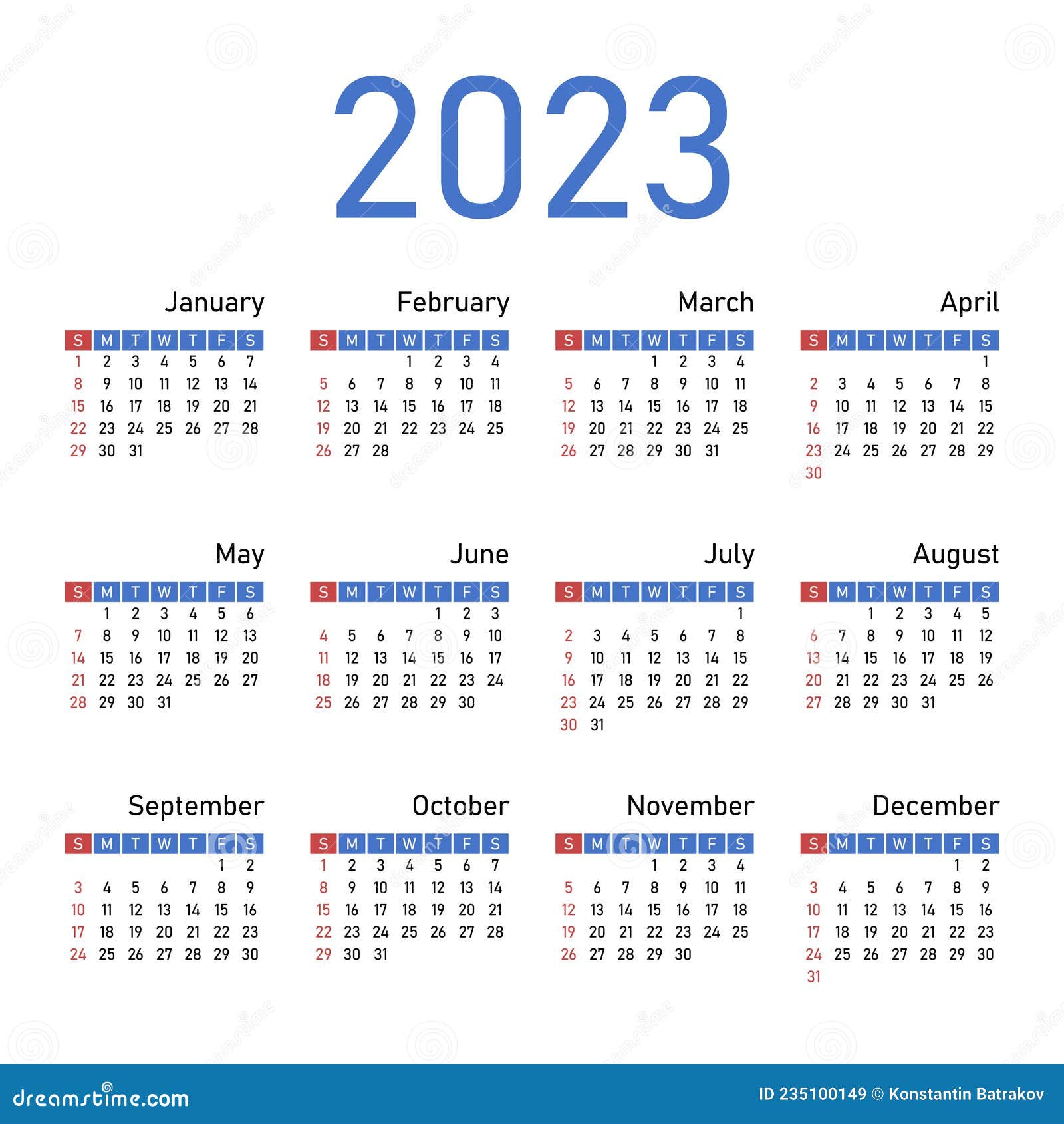 Calendrier Français Pour 2023 La Semaine Commence Le Dimanche