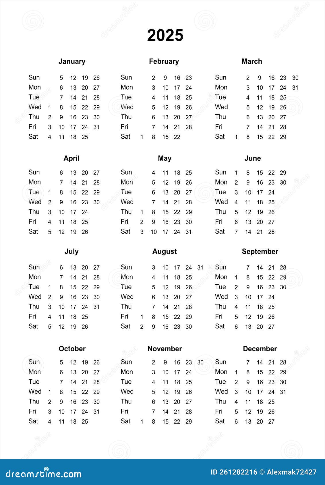 Calendrier 2025