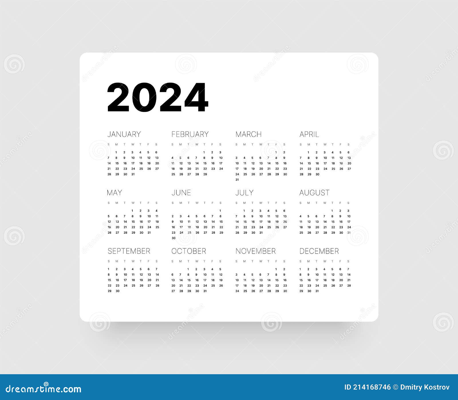 modèle de calendrier pour l'année 2024. agenda agenda dans un