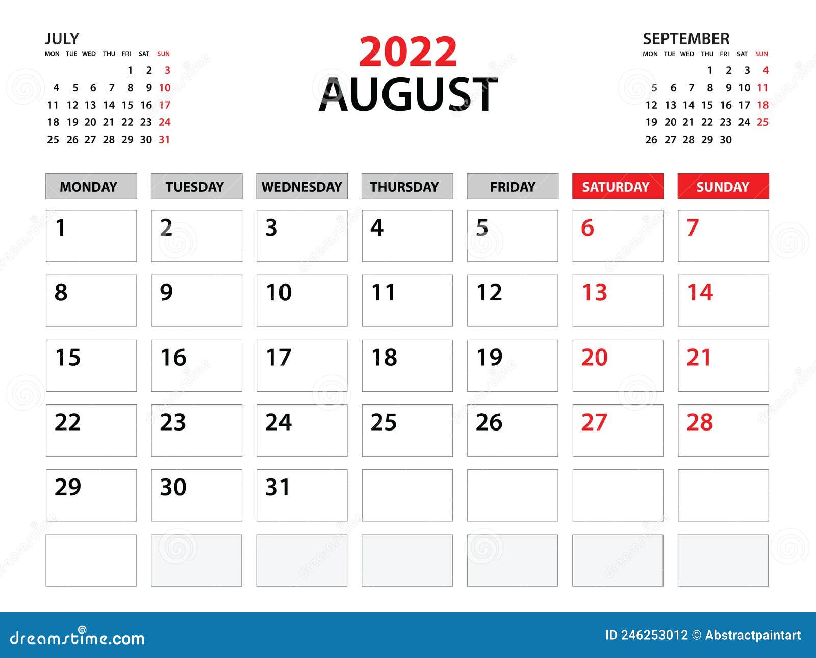conception de modèle de calendrier mural mensuel pour 2022, année