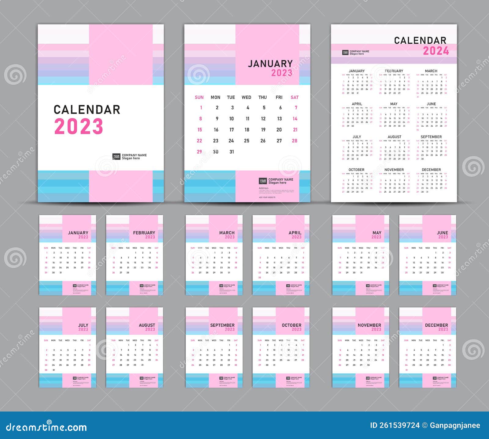 Concept Luxueux De Modèle De Calendrier 2024, Conception De Calendrier De Bureau  2024, Calendrier Mural, Ensemble De 12 Mois, La Semaine Commence Le  Dimanche, Planificateur, Organisateur Annuel, Papeterie, Vecteur De Fond  D'or