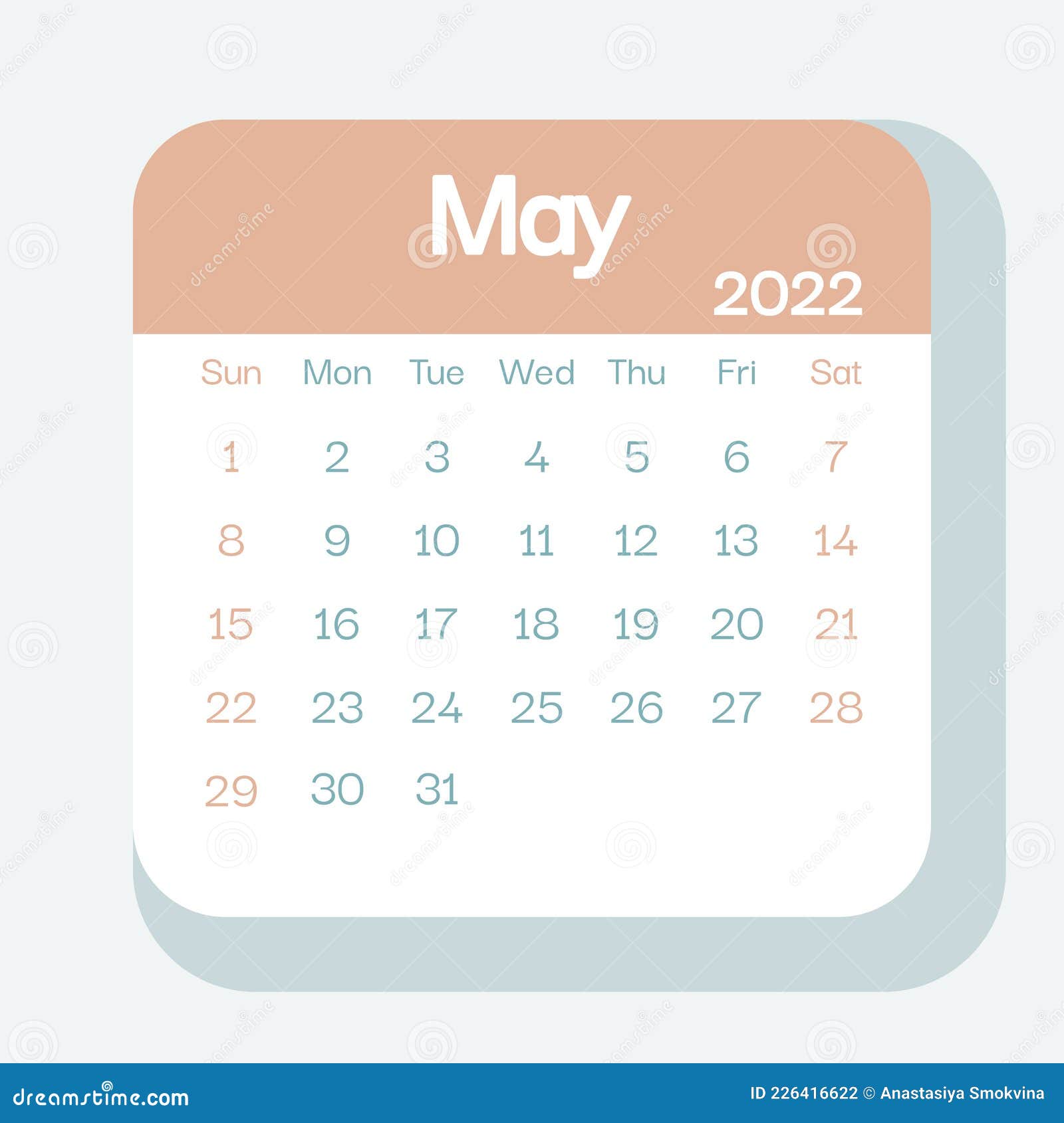 Calendario De Mayo 2022 Calendrier Planificateur Mai 2022 En Couleur Pastel Illustration de Vecteur  - Illustration du page, pastel: 226416622