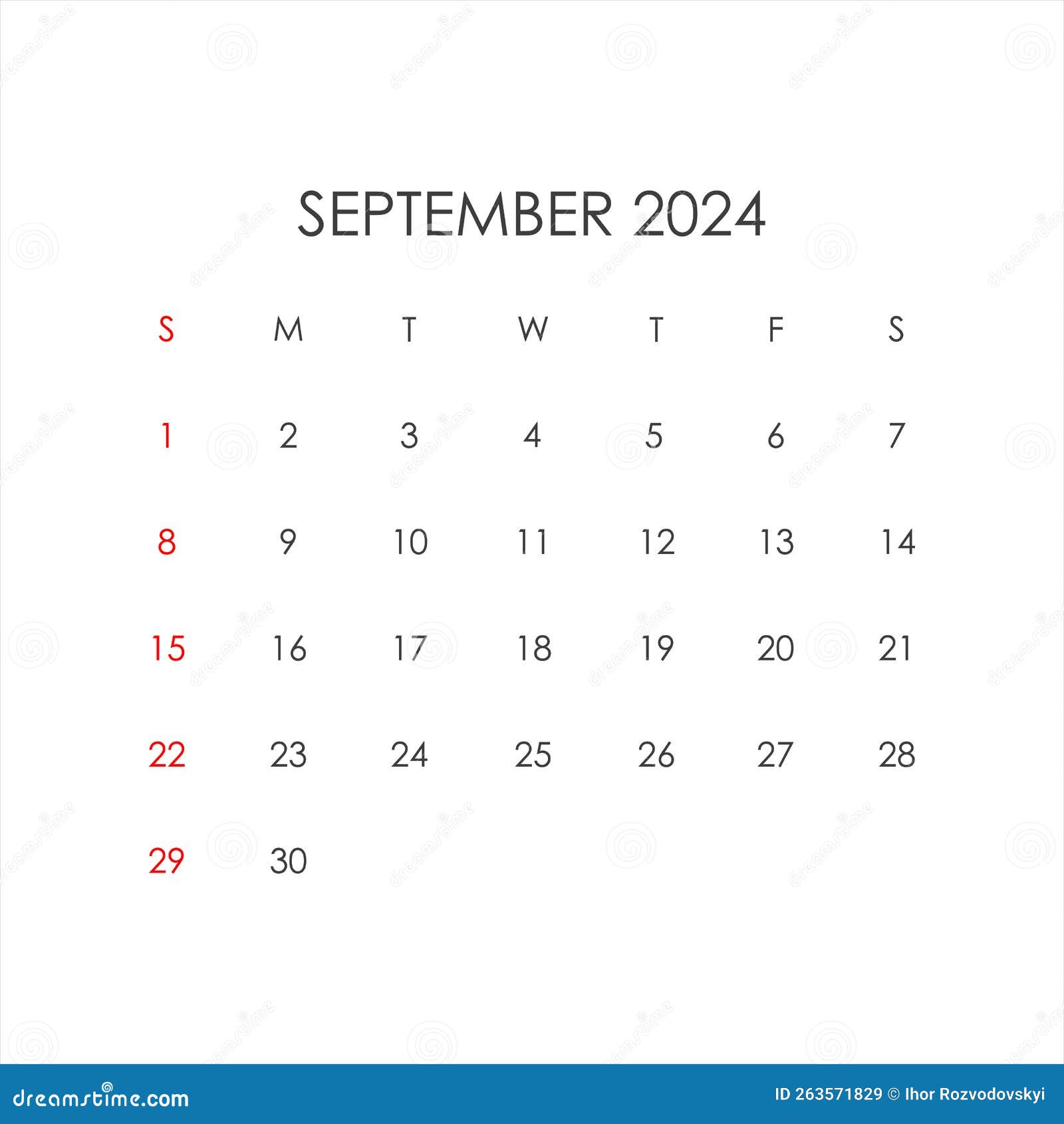 Modèle De Calendrier Mensuel 2024 Pour Bureau Ou Vecteur Mural