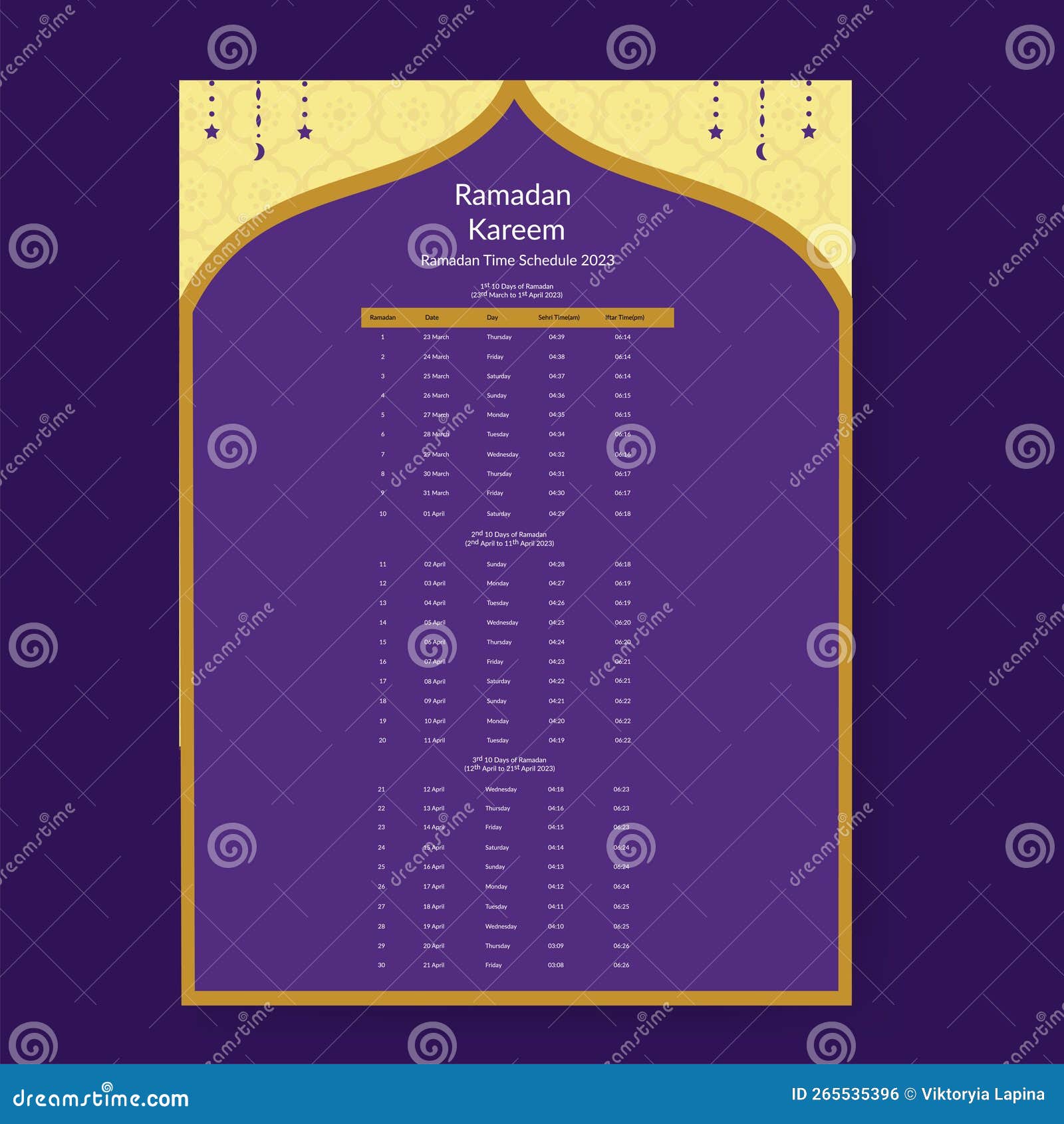Modèle Calendrier Ramadan