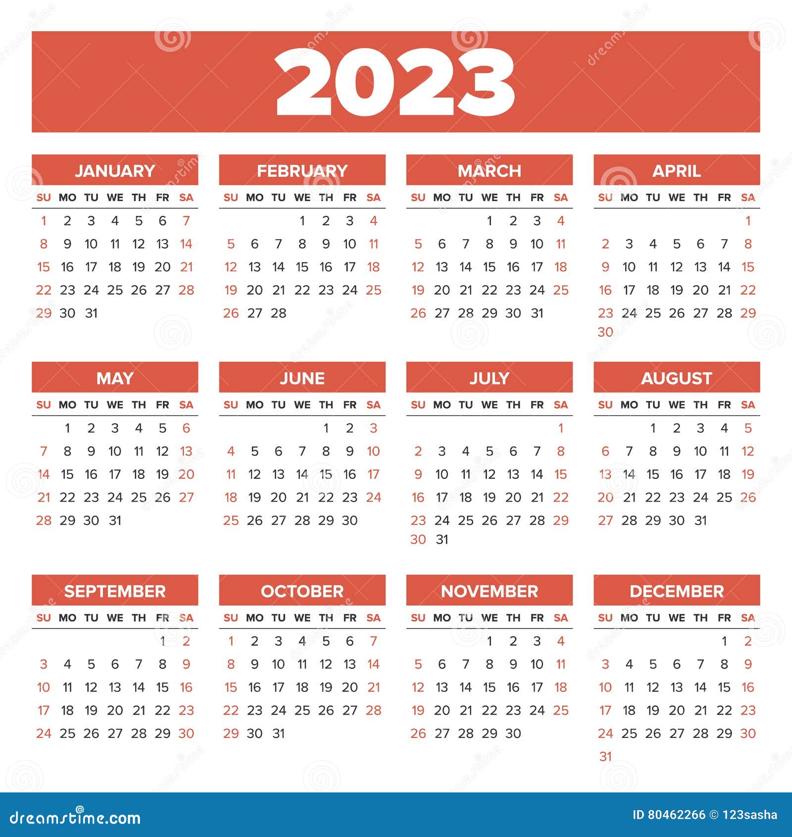 Calendrier Simple De 2023 Ans Illustration De Vecteur Illustration Du