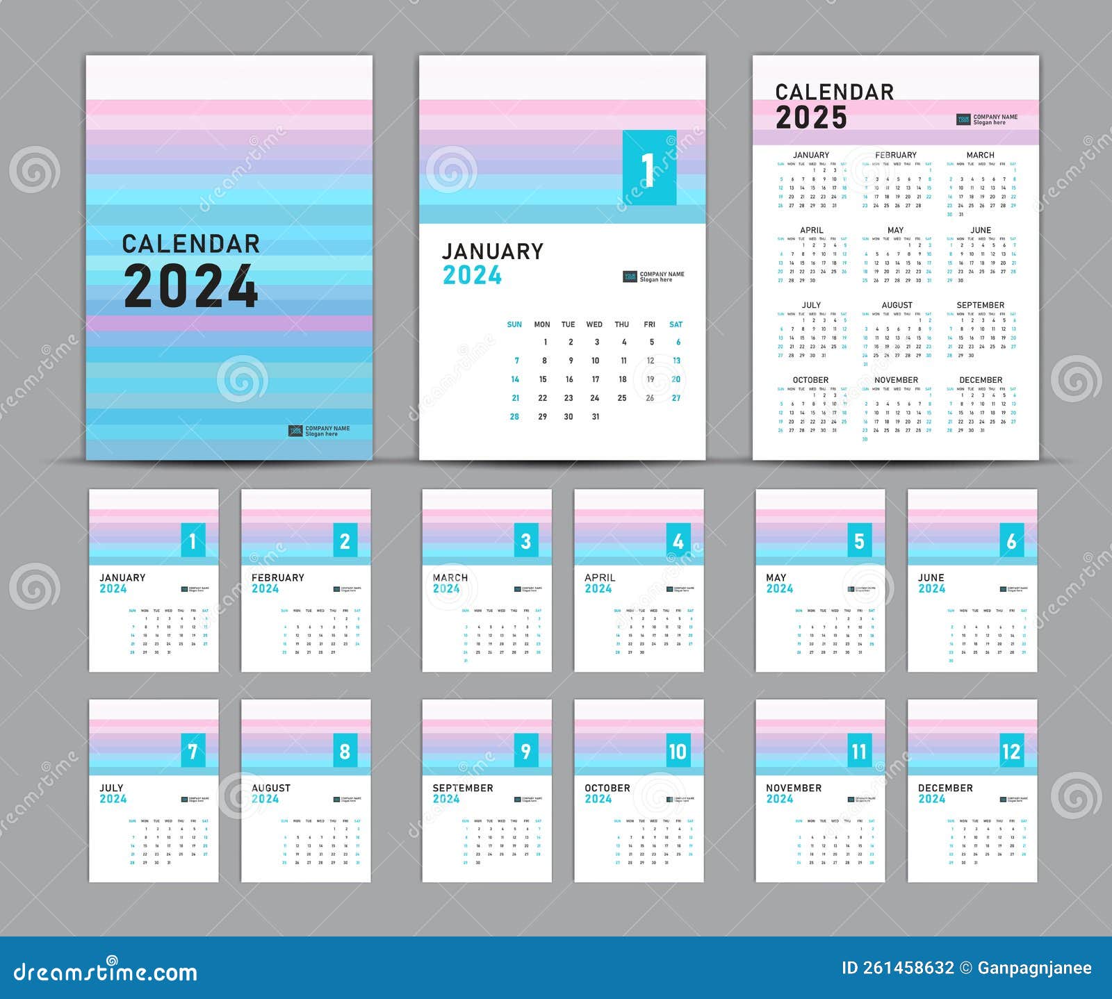 5 calendriers design 2024 à imprimer et télécharger gratuitement 4 Pieds  déco