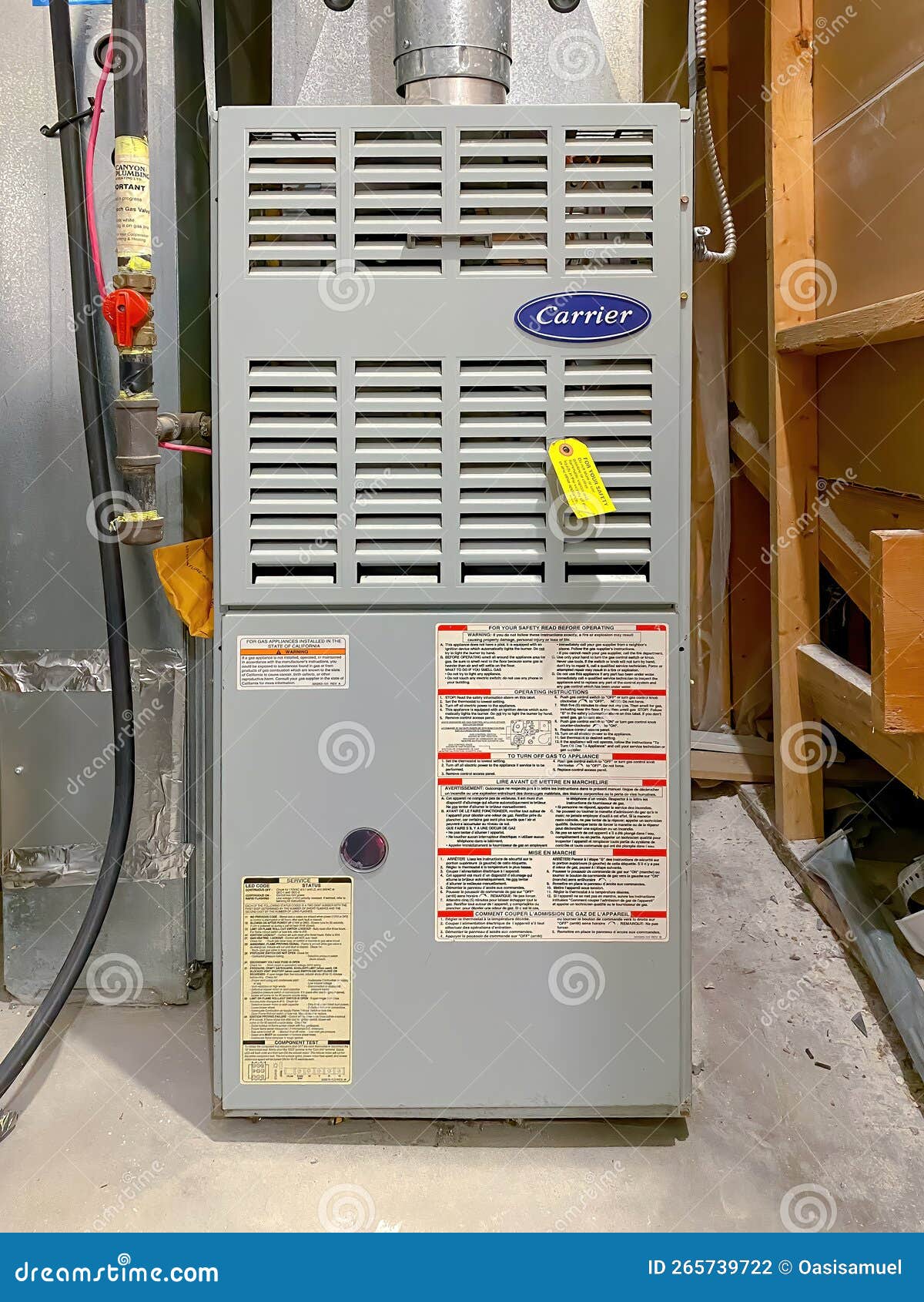 A Carrier Furnace 58PAV Gas Furnace. Concept: Furnace Repairs Editorial