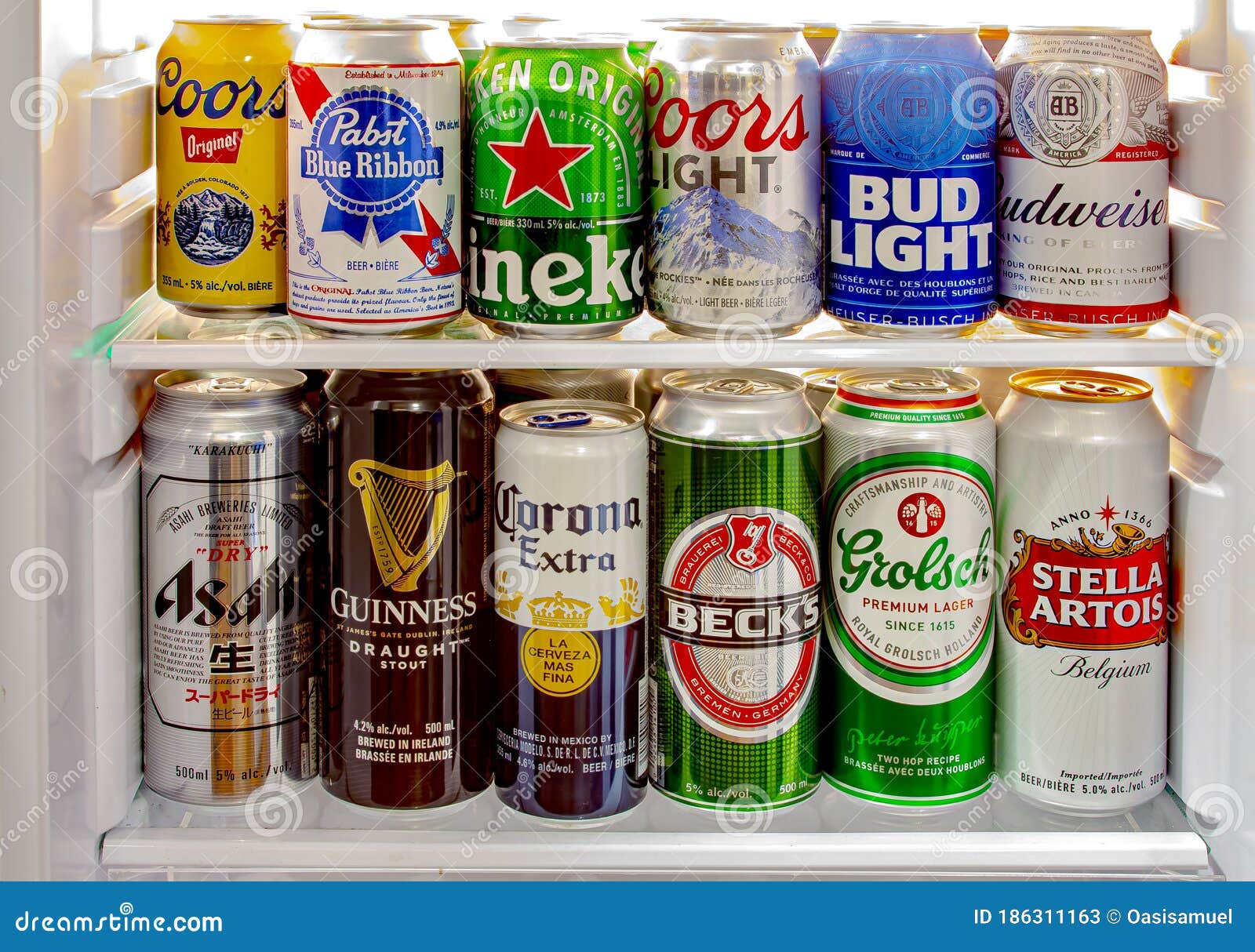 Various Beer Cans of Craft Beers, Domestic and Imported Beers from