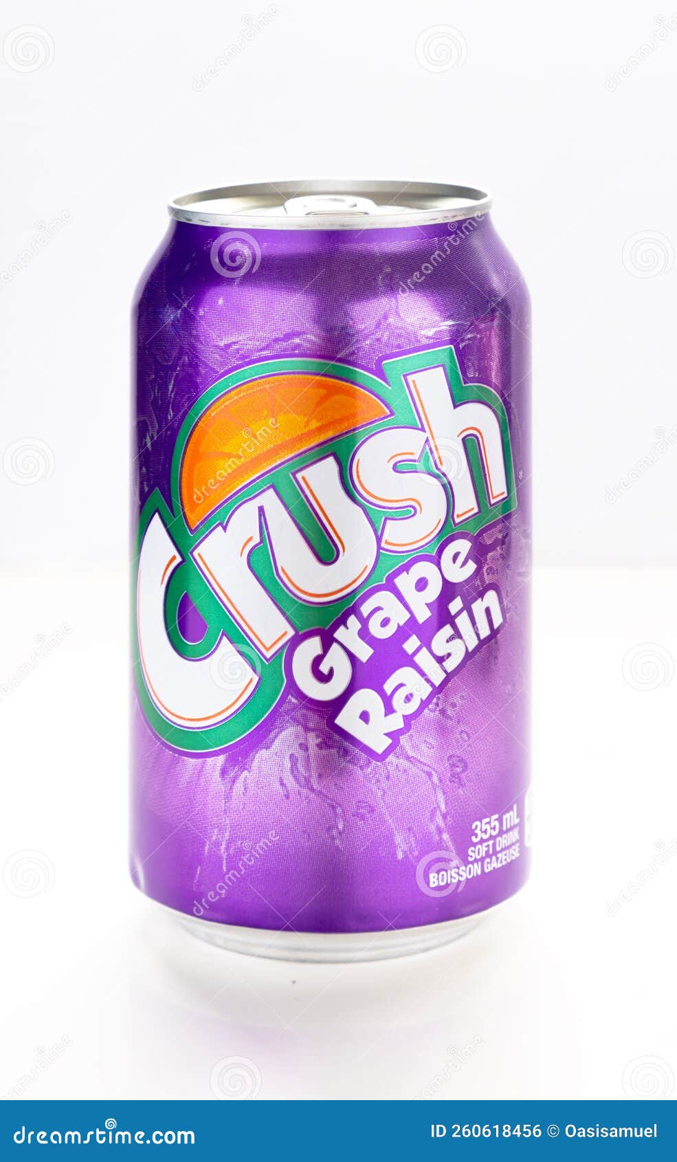 A Crush Grape 355 ML Can Fruity Flavour on a White Background Editorial