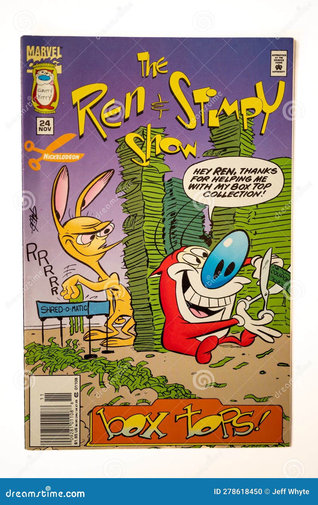 Covers of Vintage Marvel Ren and Stimpy Comics Editorial Image
