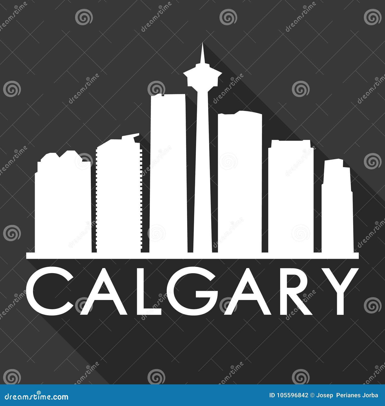 Calgary Canada North America Icon Vector Art Flat Shadow Design Skyline ...