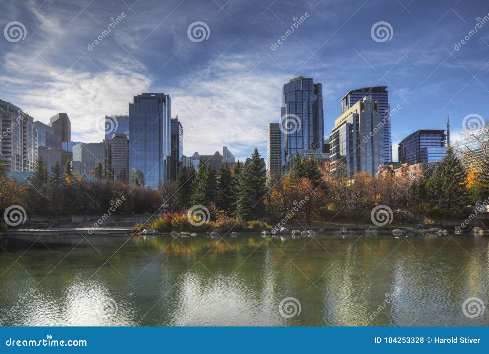 Calgary, Canada Skyline with Autumn Foliage Stock Photo Image of
