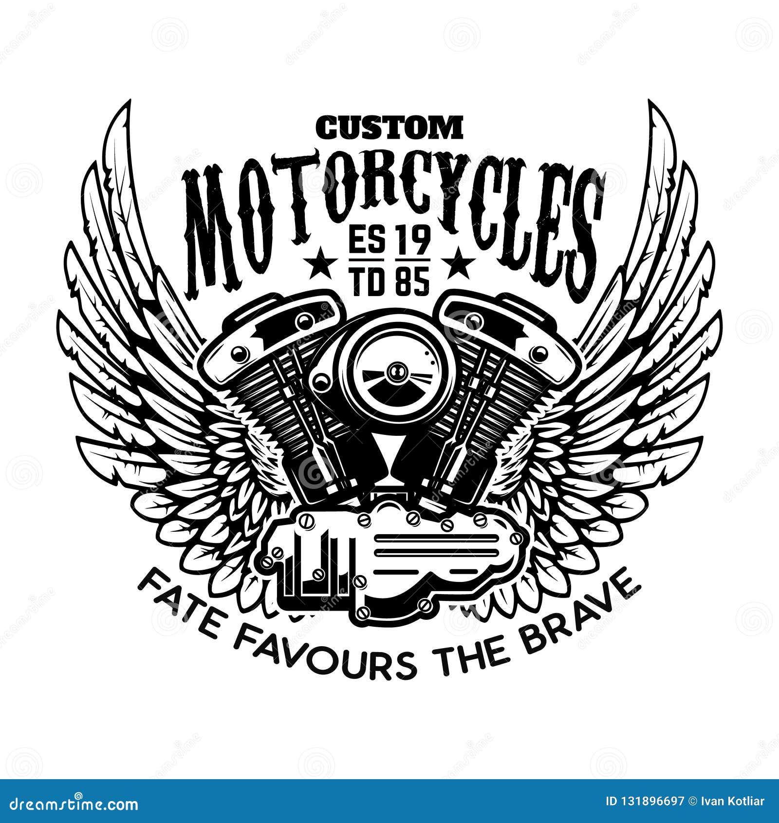 Calibre D'emblème Avec Le Moteur à Ailes De Moto Concevez L'élément Pour  L'affiche, Logo, Label, Signe, T-shirt Illustration de Vecteur -  Illustration du noir, insigne: 131896697