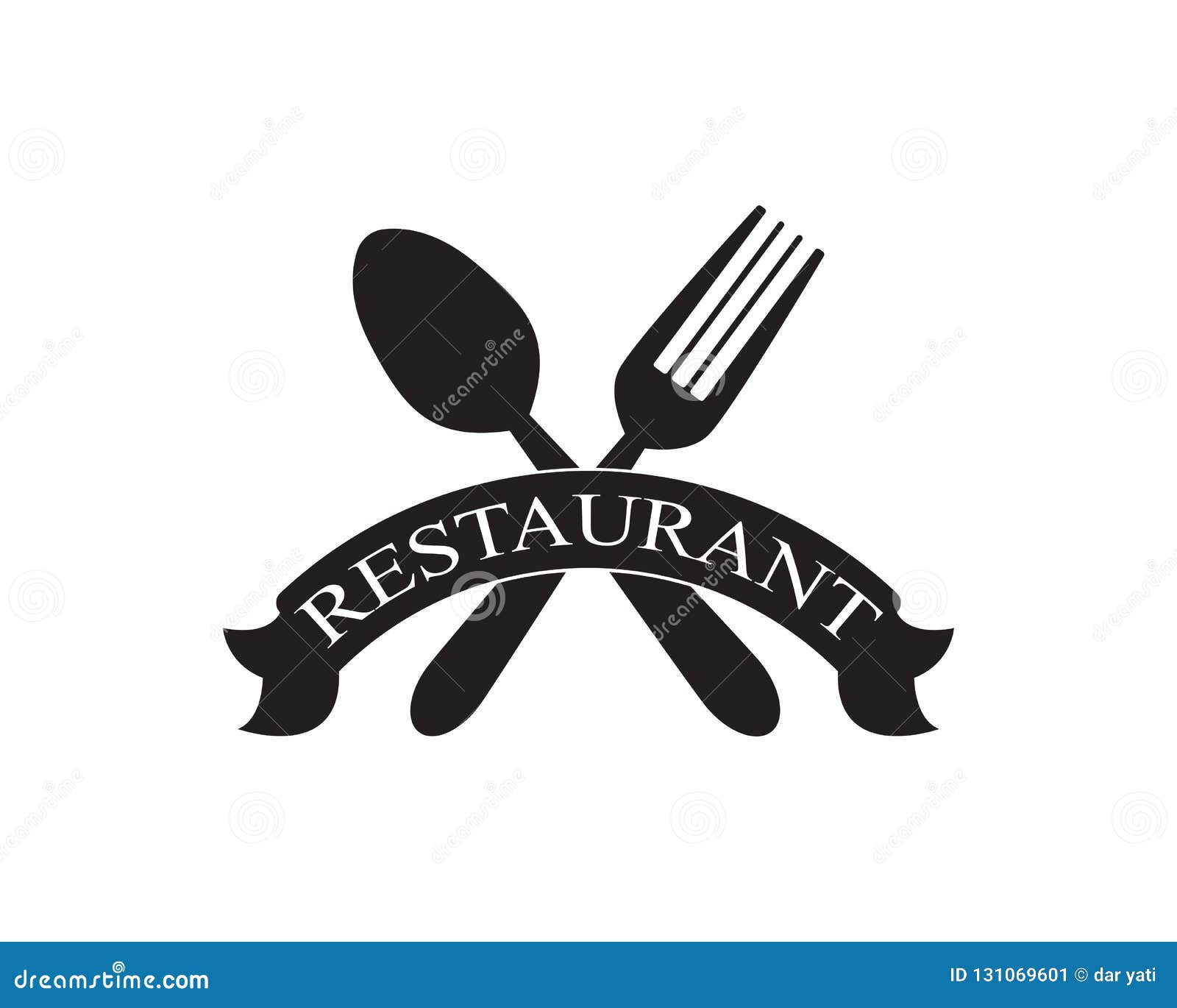 restaurant bar de golf avec balle et création de logo fourchette