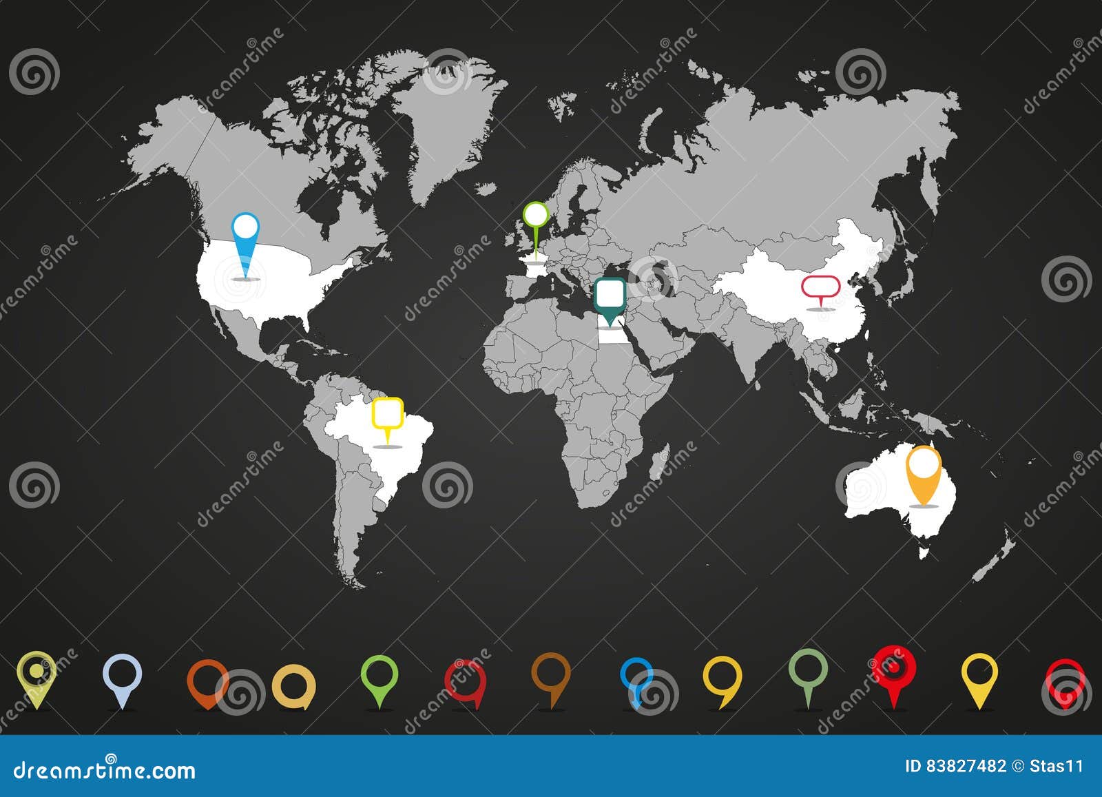 Calibre Infographic De Carte Du Monde Avec Différents