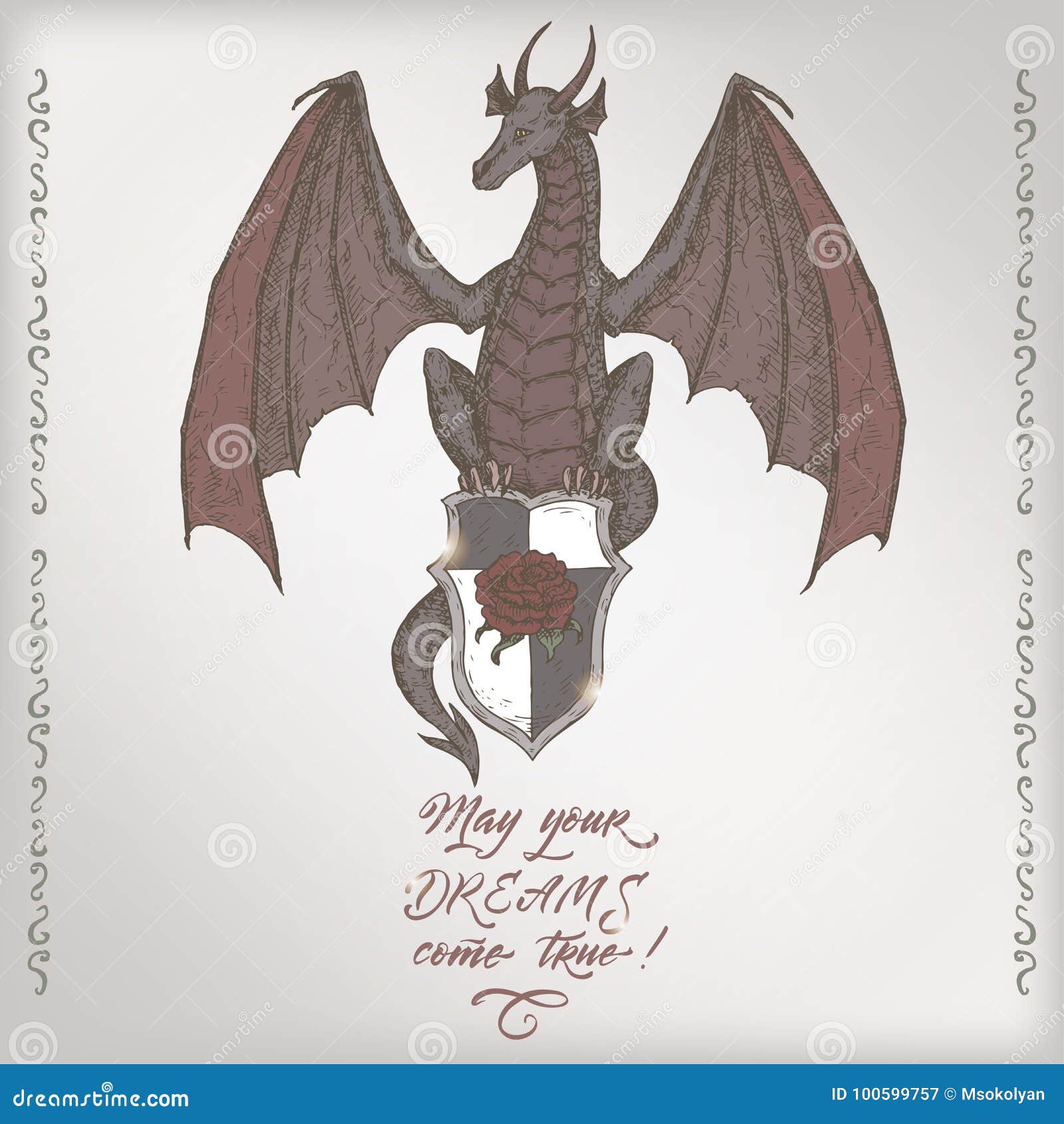 Calibre Romantique De Carte D Anniversaire De Vintage De Couleur Avec La Calligraphie Et Le Croquis De Dragon Illustration De Vecteur Illustration Du Calibre Calligraphie Calibre Romantique De Carte D Anniversaire De Vintage De Couleur Avec La Calligraphie Et Le Croquis De Dragon Illustration De Vecteur Illustration Du Calibre Calligraphie