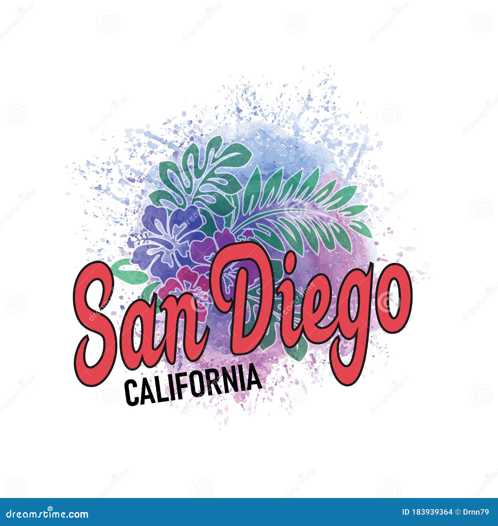 califonia san diego watercolor splash flower  art