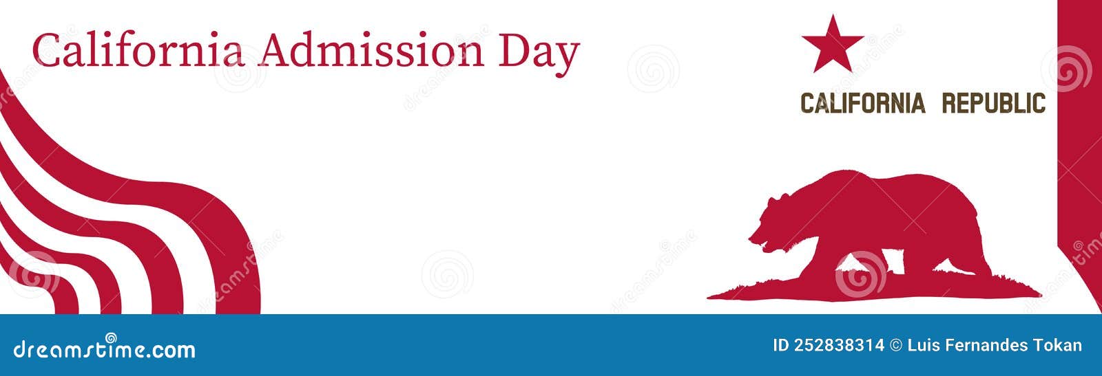 California Admission Day, Banner, Copy Space Area, Vector Design Stock