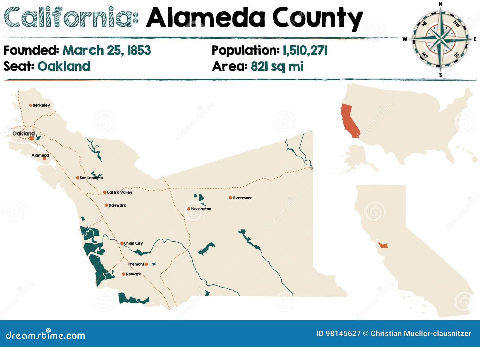 california - alameda county map