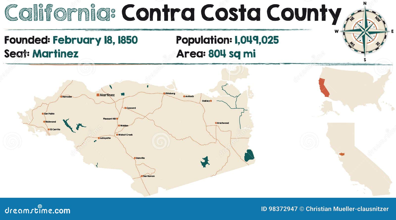 california - contra costa county map