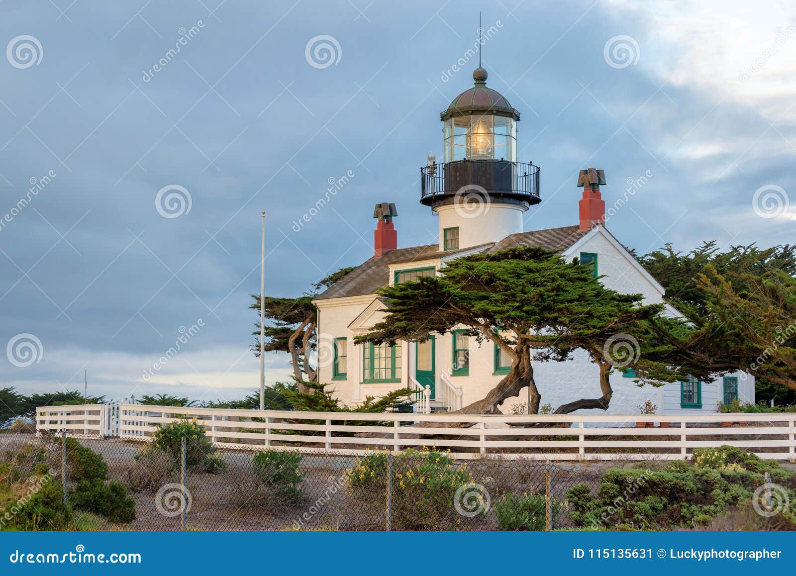 california lighthouse. point pinos lighthouse in monterey, california.