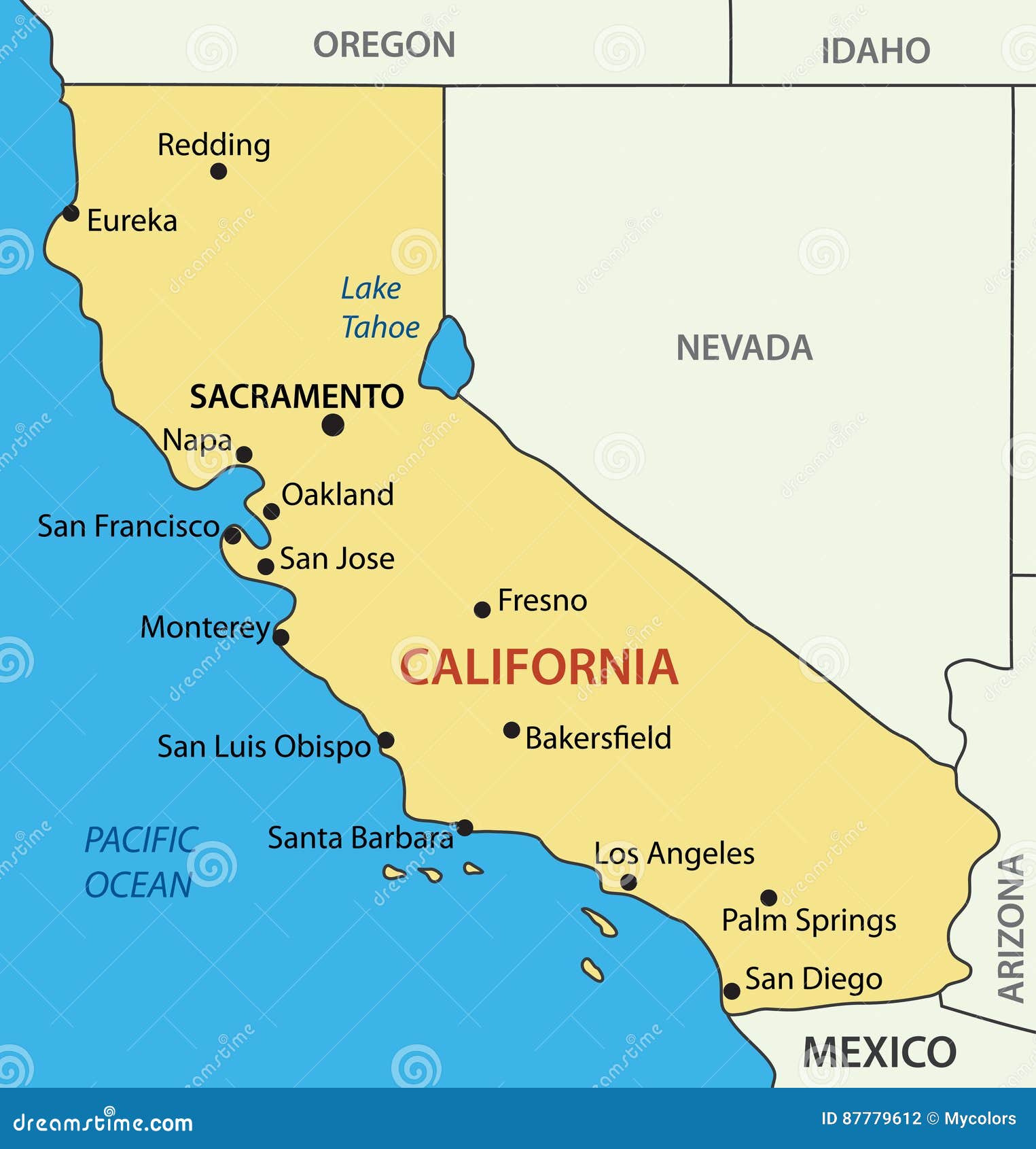 California - Mappa Di Vettore Dello Stato Illustrazione Vettoriale