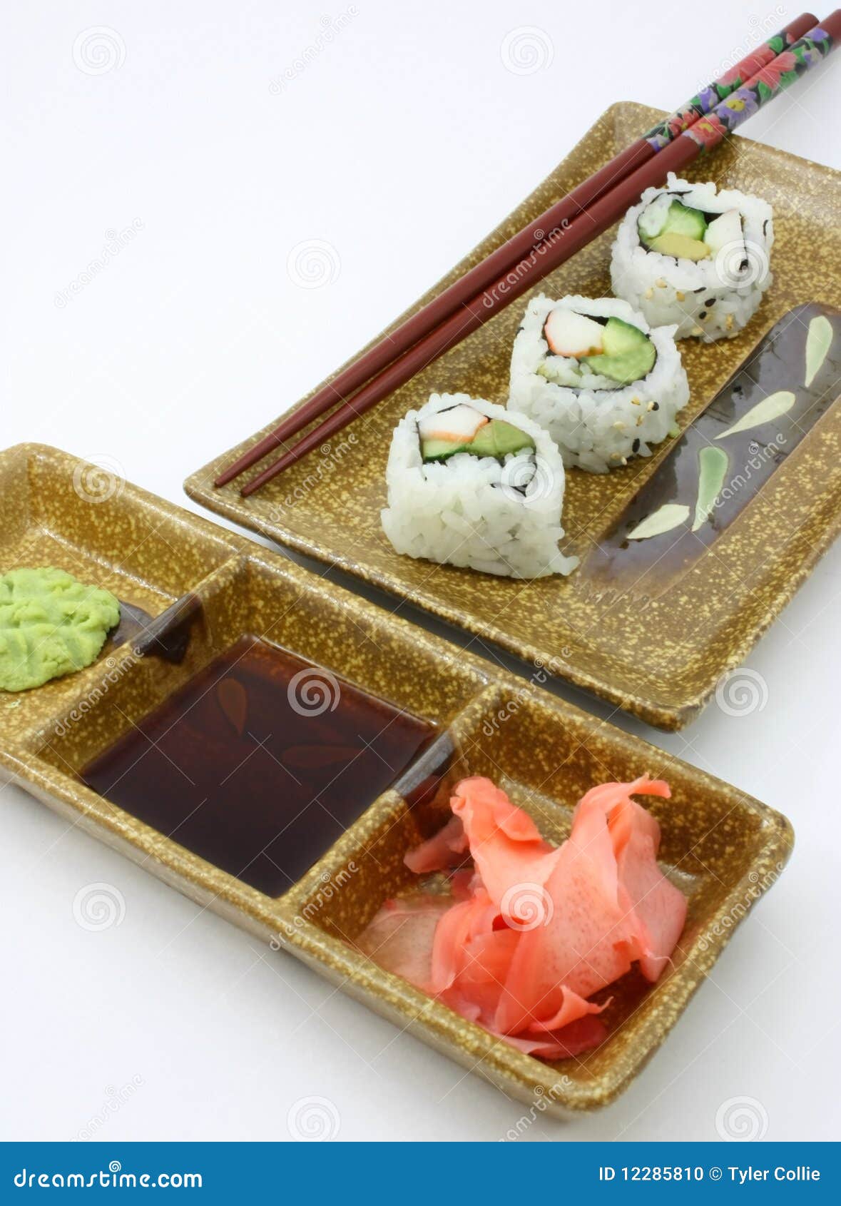 California Roll Sushi, Asian Condiments Stock Photo