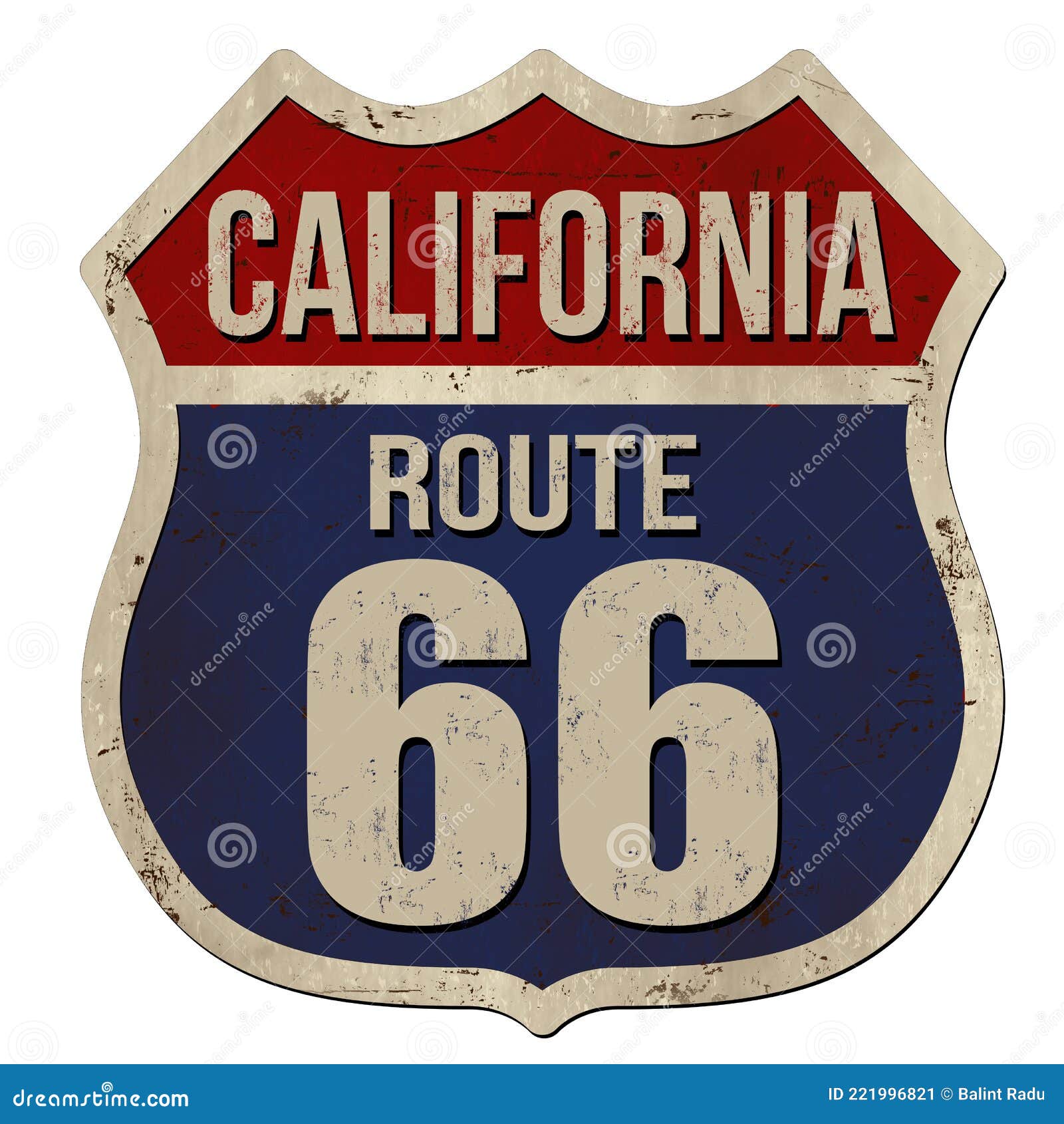california, route 66 vintage rusty metal sign