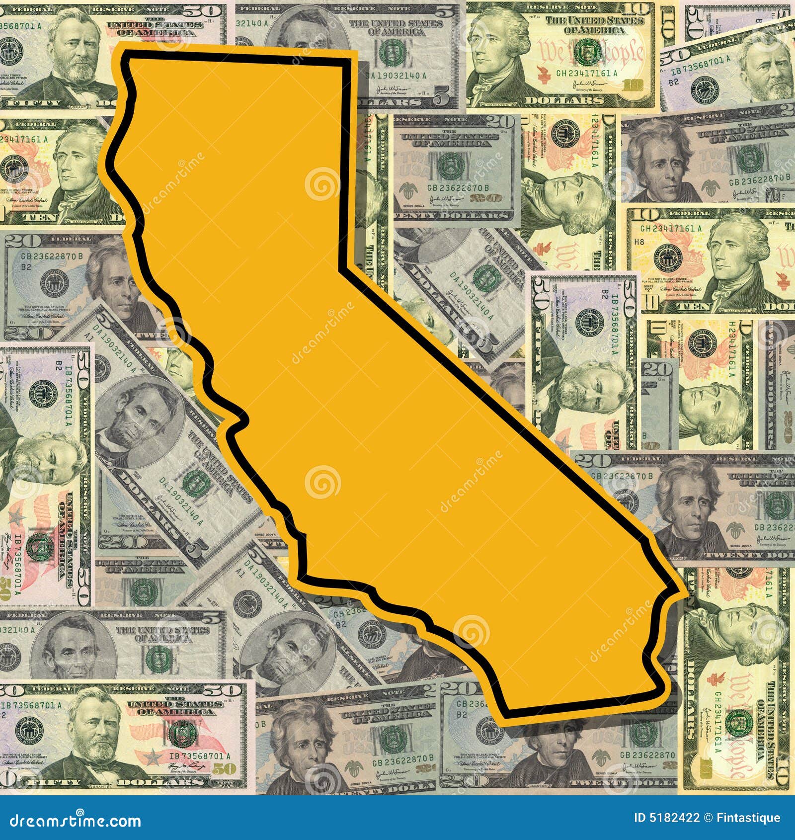 Map Of California With Dollars RoyaltyFree Illustration