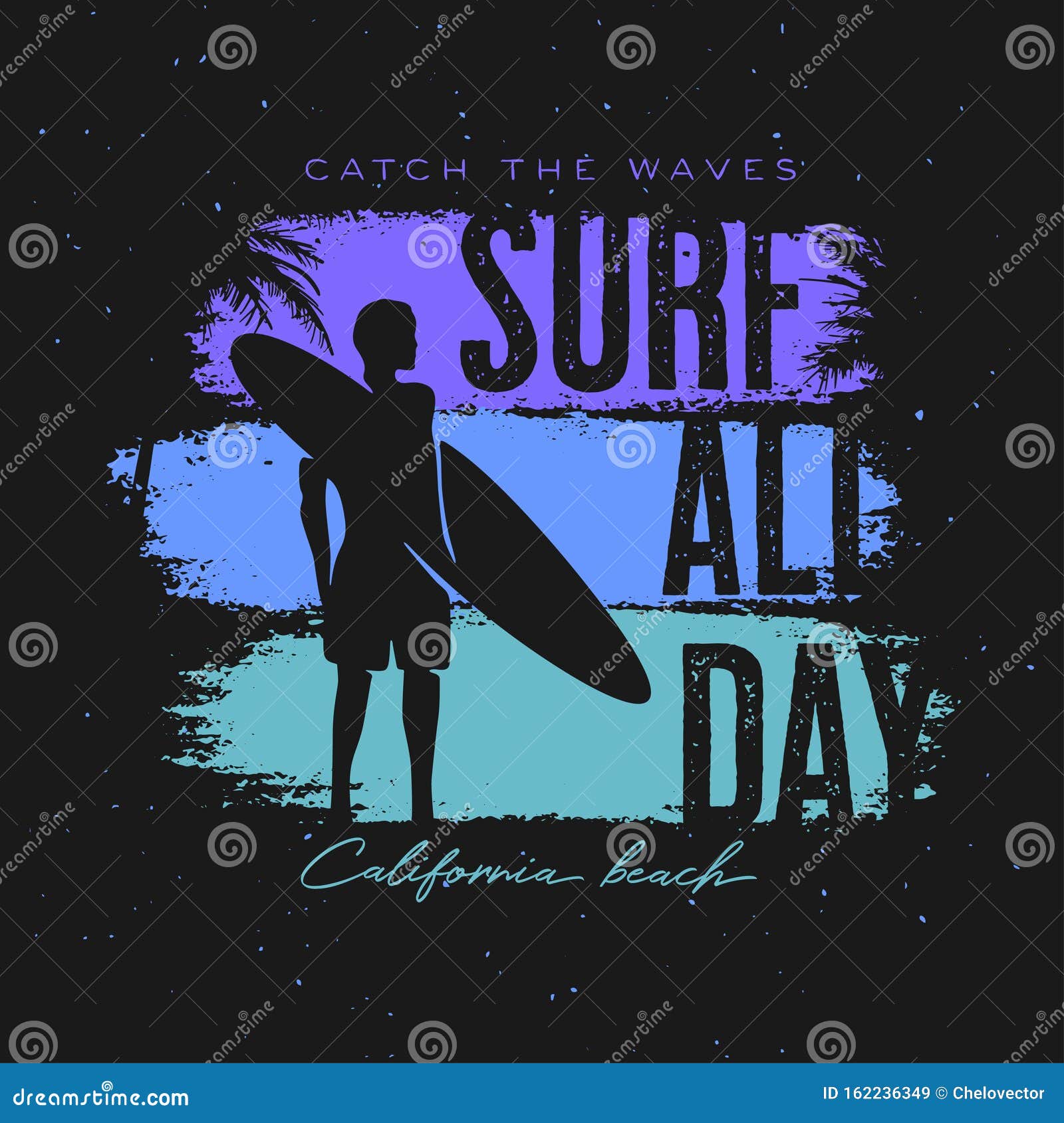 California Surfing T-shirt Apparel Design. Vector Illustration. Stock ...