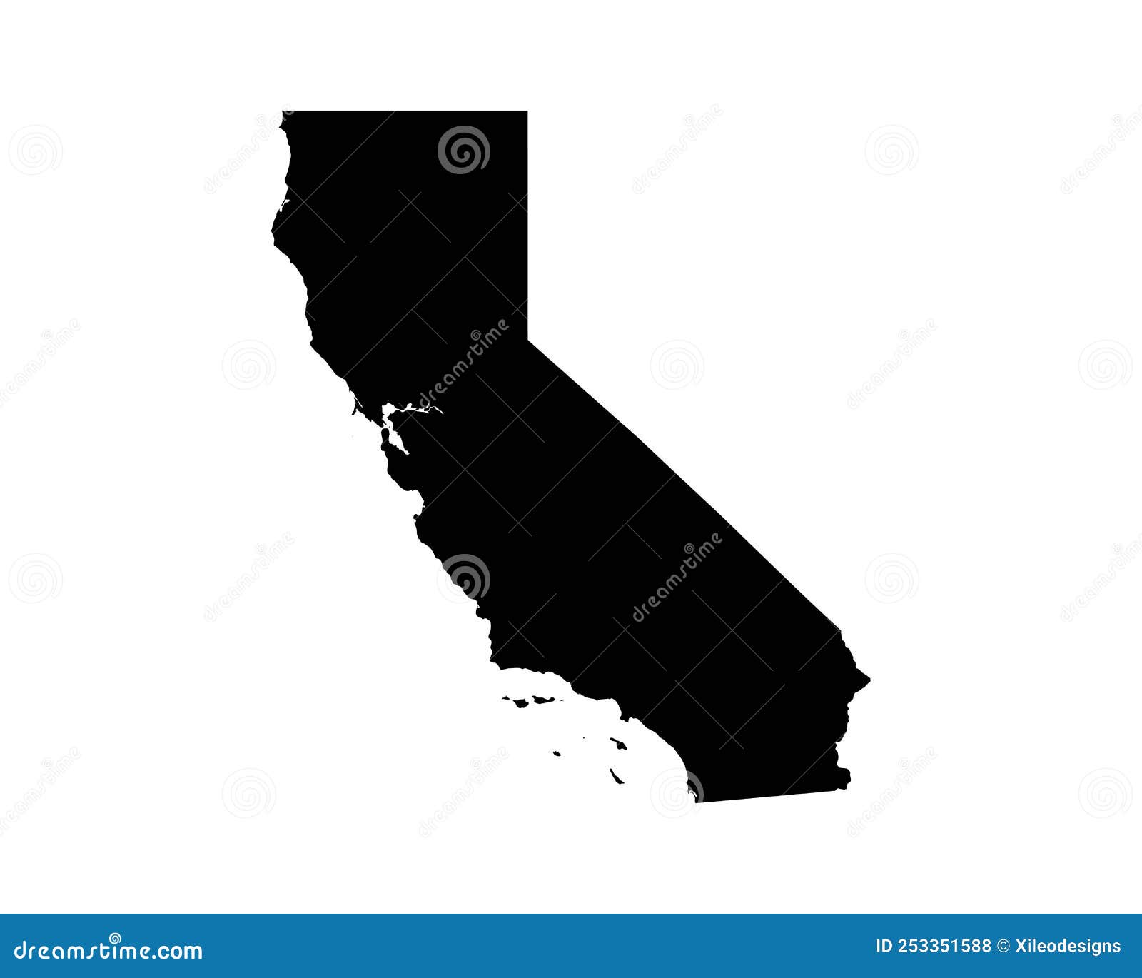 California US Map. CA USA State Map. Black and White Californian State