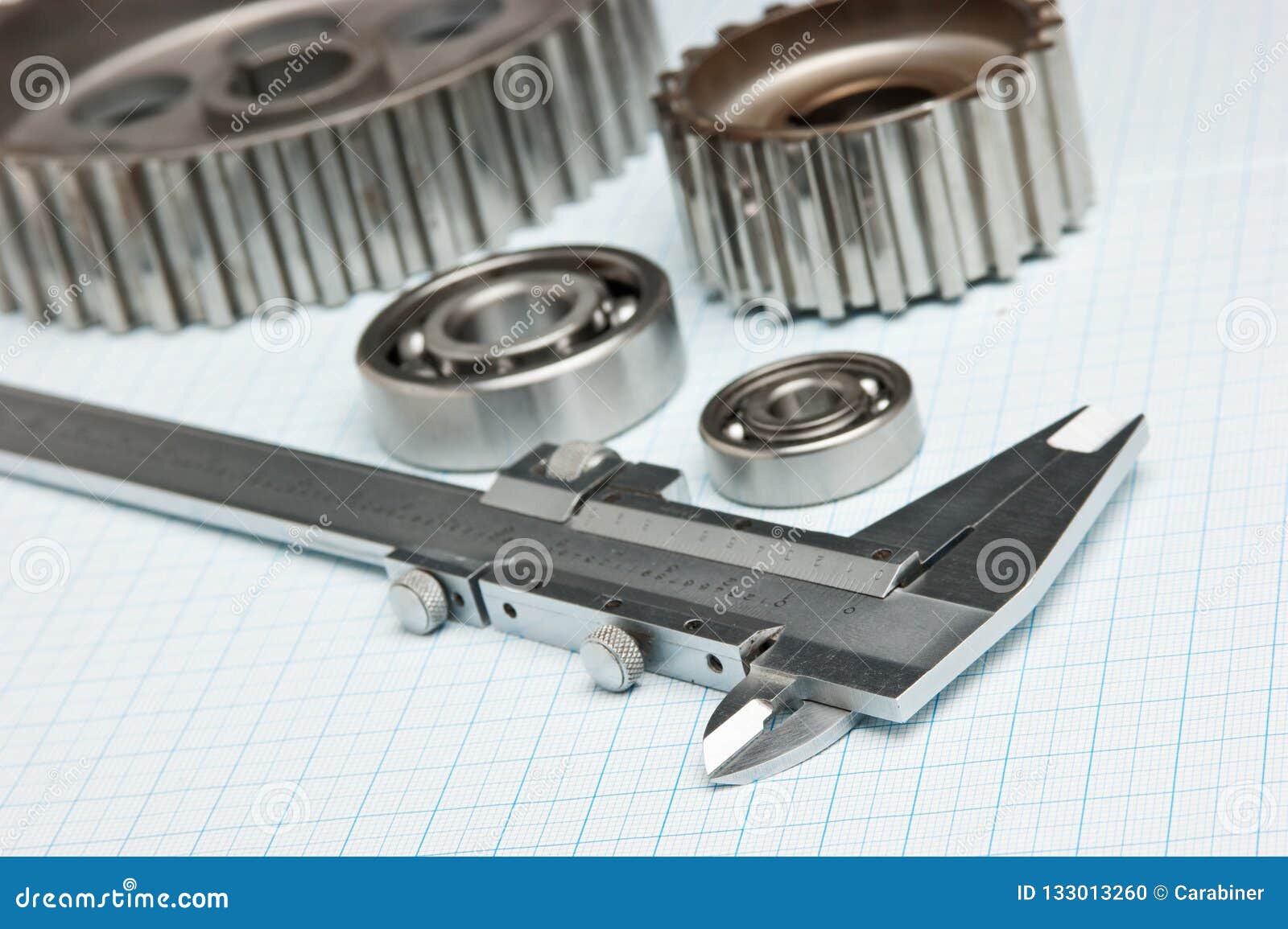 Caliper with Gears and Bearings Stock Photo Image of ideas, details