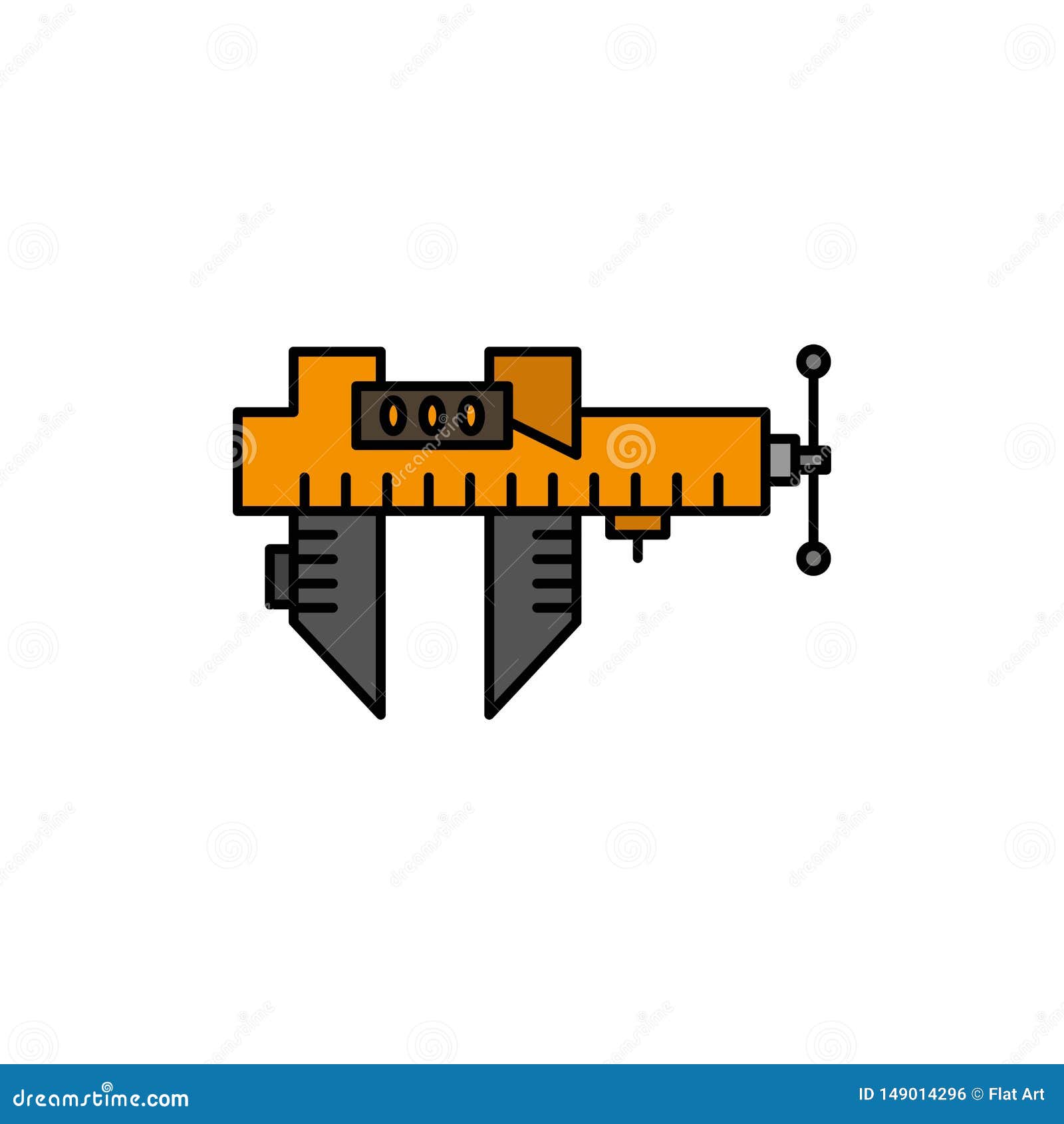 Calipers, Measure, Micrometer, Repair, Scale Flat Color Icon. Vector