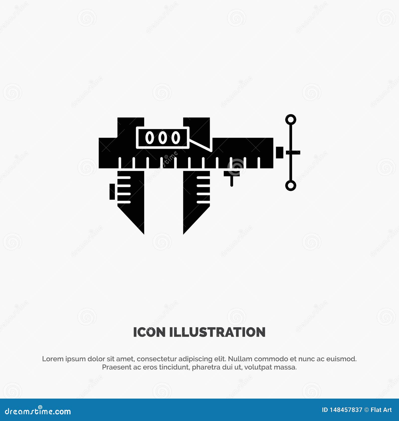 Calipers, Measure, Micrometer, Repair, Scale Solid Glyph Icon Vector