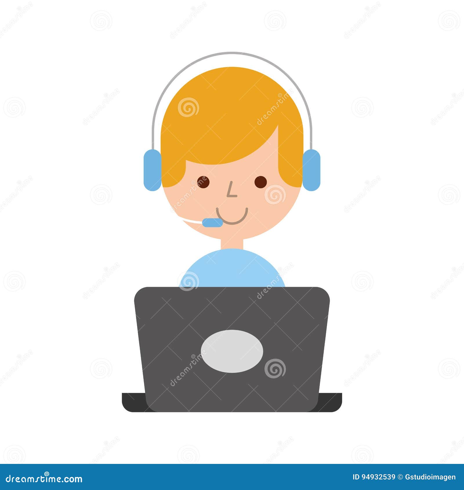avatar man working on desk with laptop and online commerce and store icon  colorful design vector illustration Stock Vector  Adobe Stock