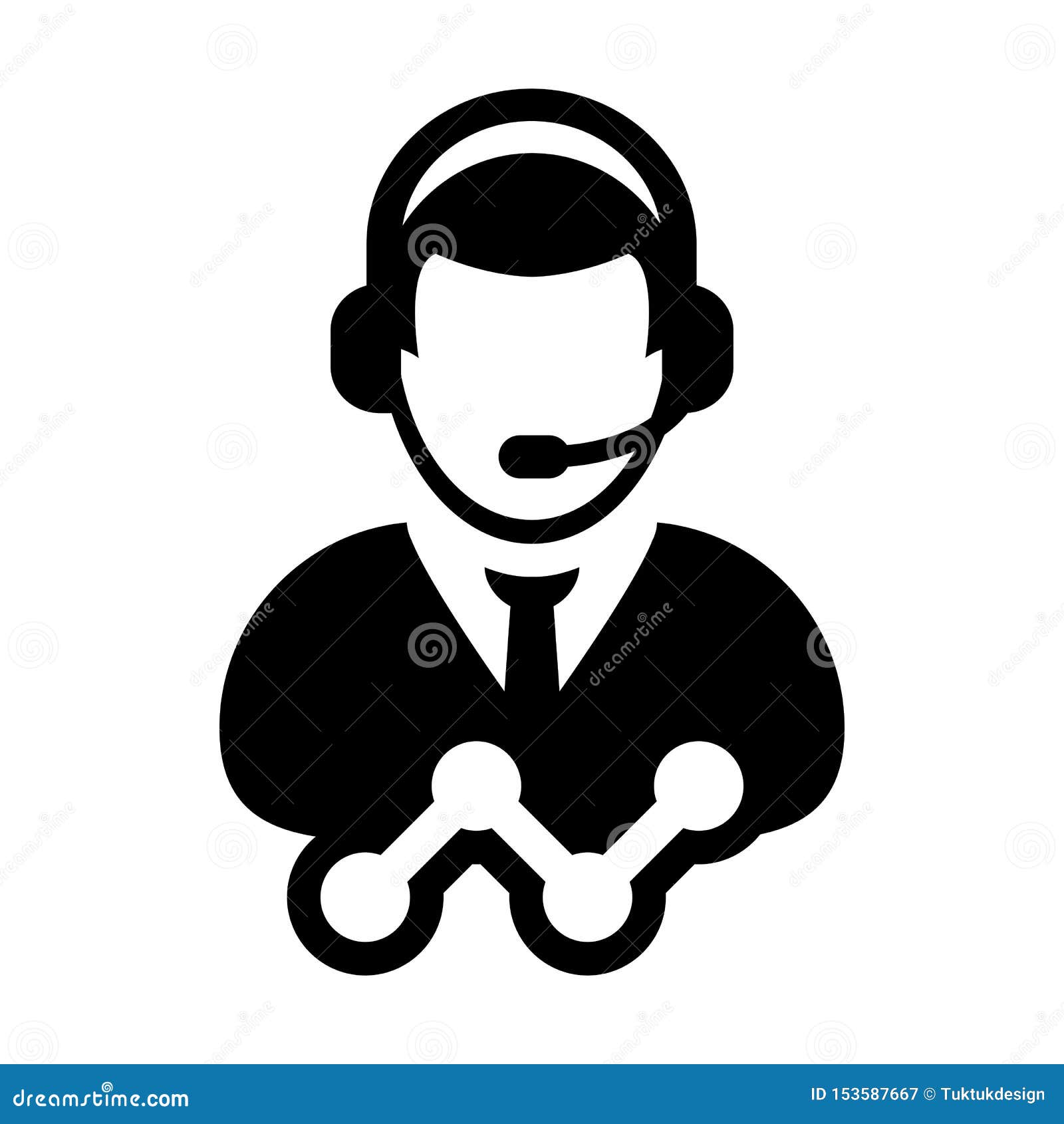Call Center Icon Vector Male Data Support Customer Service Person