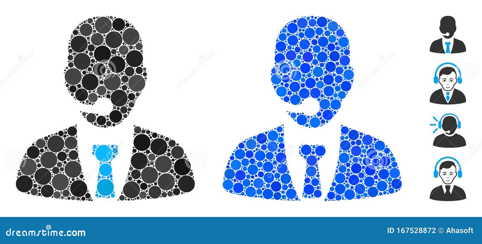 call center manager mosaic icon of spheric items