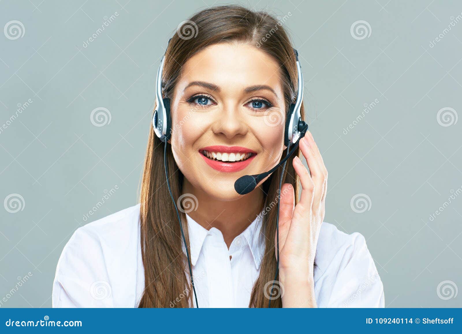 Call Center Support Operator Close Up Portrait Of Woman Custome Stock Photo Image Of