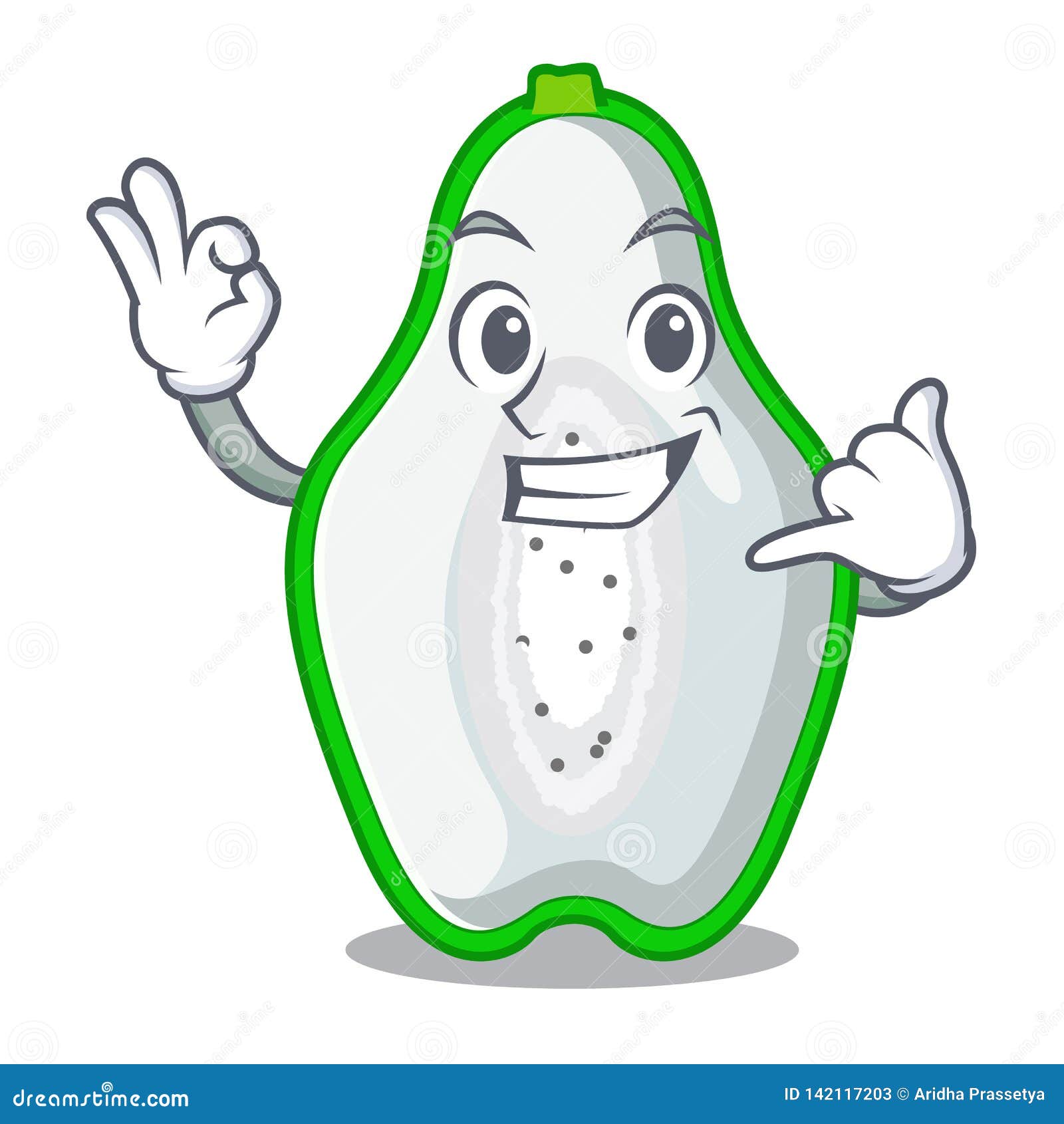 Call Me Green Papaya in the Cartoon Form Stock Vector Illustration of