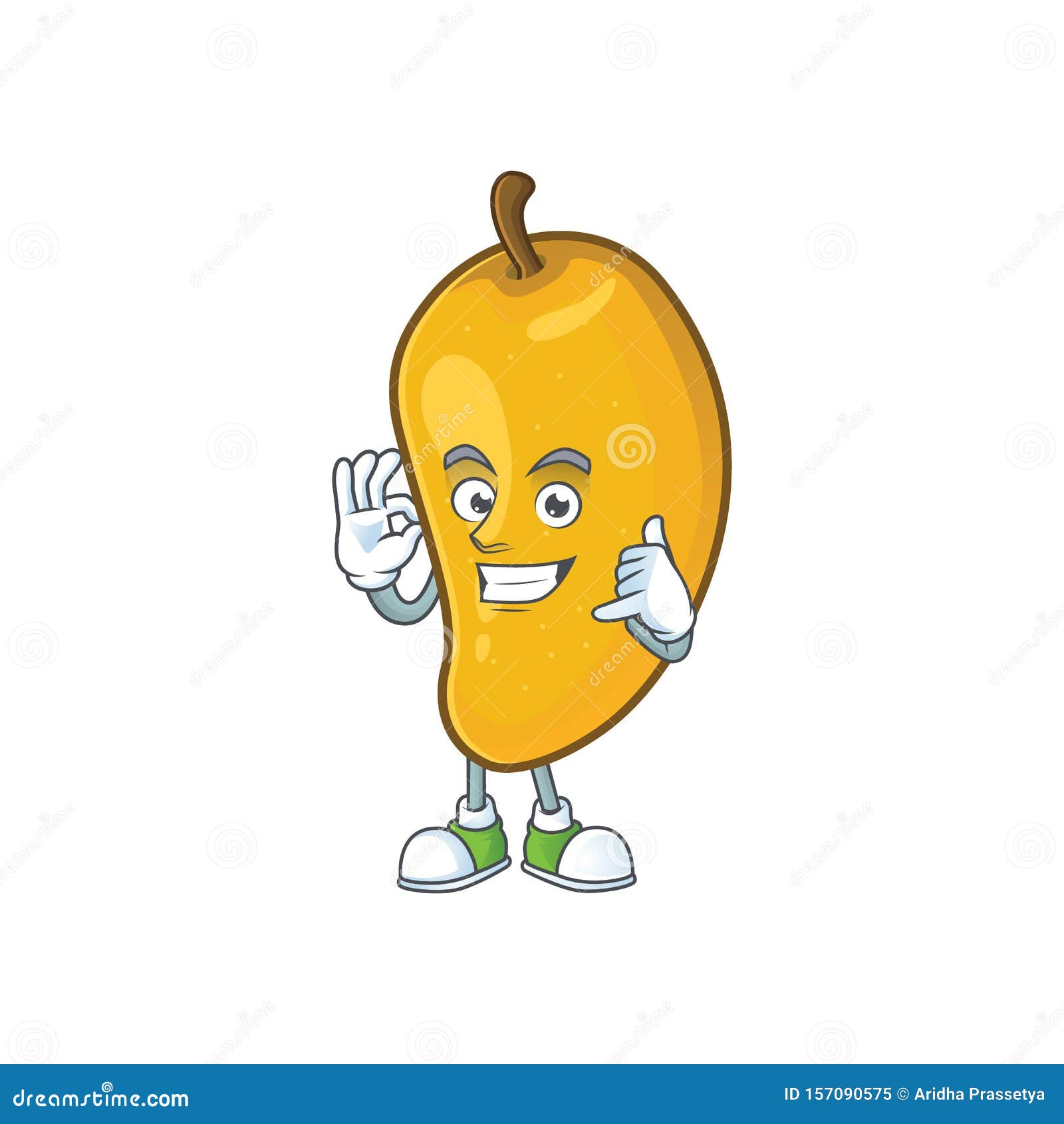 call me ripe mango character cartoon on white background